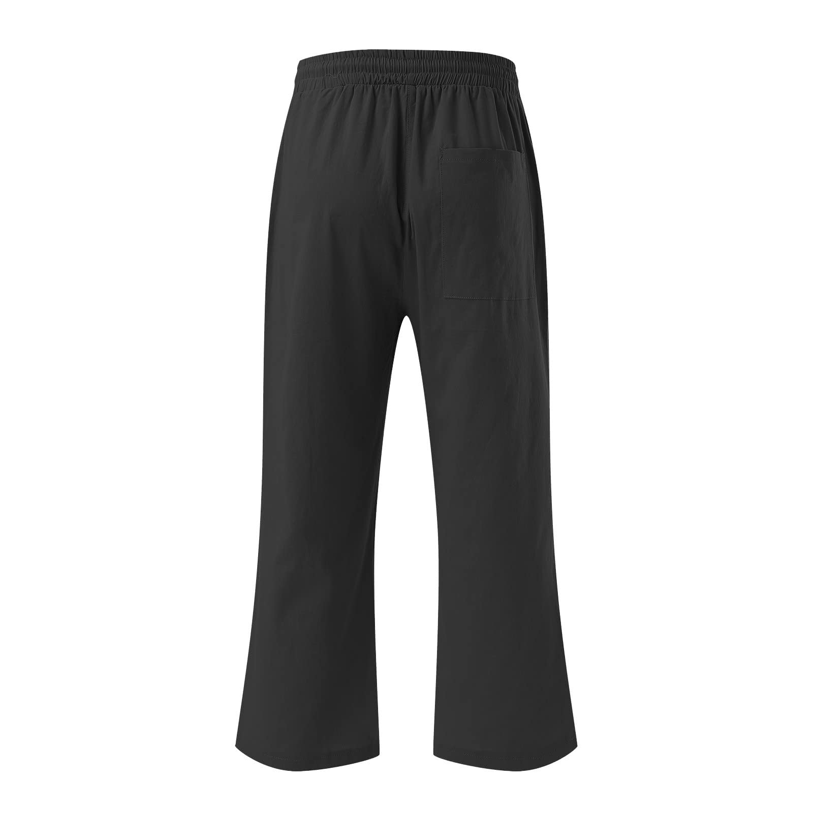 BADHUB Women's Linen Pants - Elastic Waist Drawstring Cropped Capri Trousers with Pockets | Breathable Summer Casual Pants for Beach, Travel & Everyday Wear