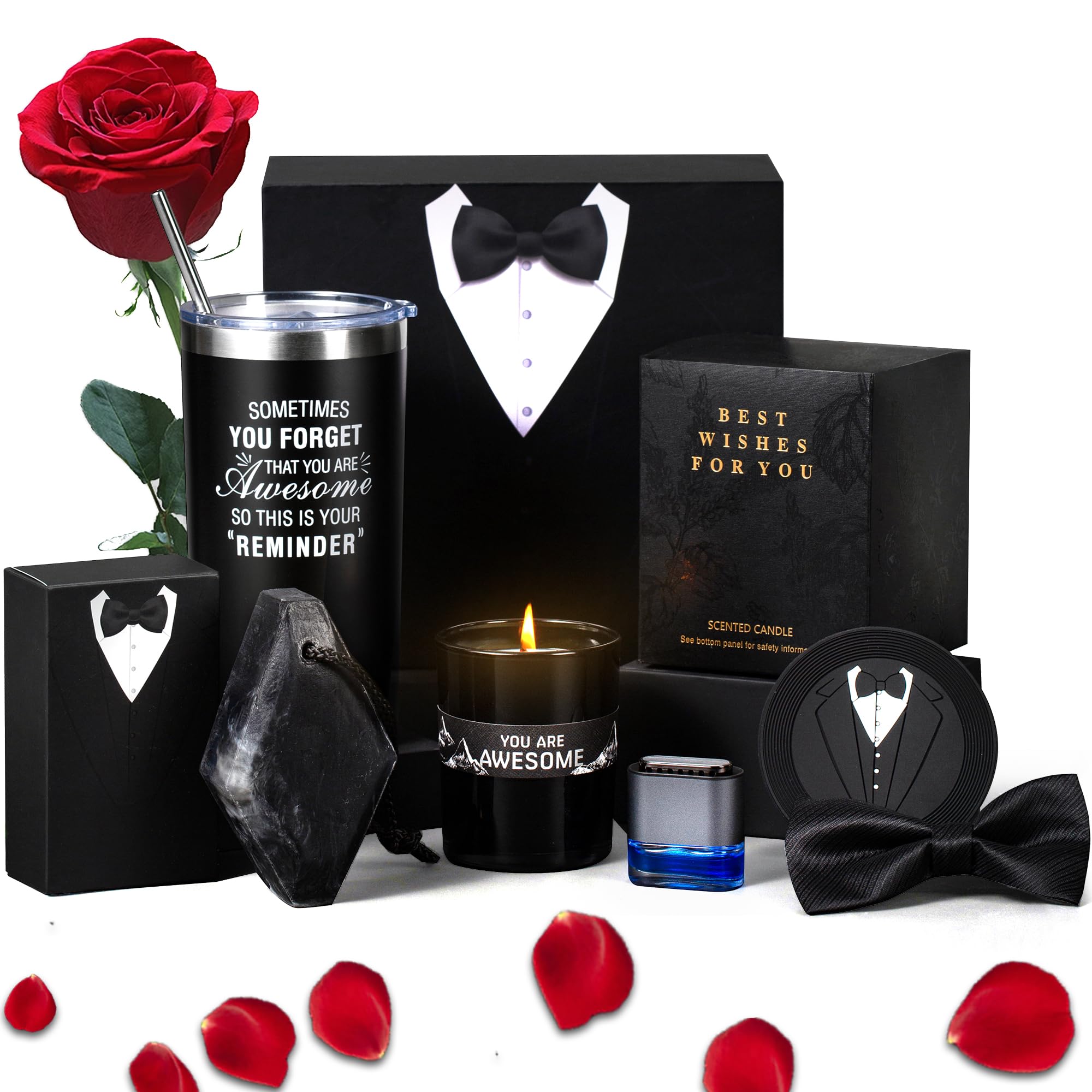 Best Gifts for Men - Premium Gift Box Basket for Dad, Husband, Brother - Perfect for Father's Day, Retirement, Birthday & Thinking of You - Includes Tumbler & Candles - Ideal for Home, Office & Special Occasions