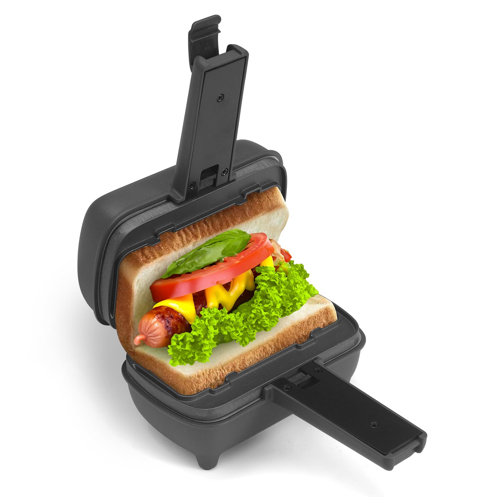 Mini Sandwich Maker with Removable Non-Stick Plates - Electric Grilled Cheese & Breakfast Sandwich Press - Portable Hot Sandwich Maker for Home, Office & Travel - Perfect for Quick Breakfast, Snacks & Lunch