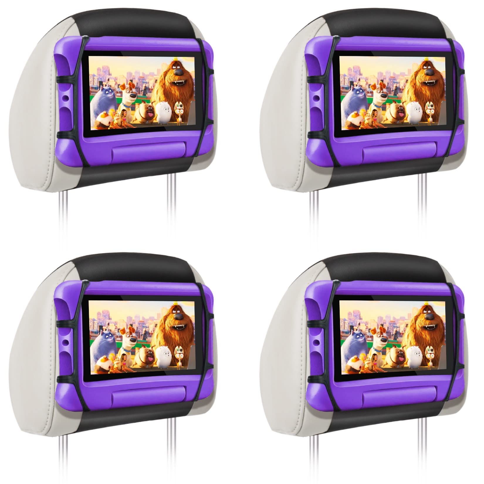 4 Pack Universal Car Tablet Holder - Adjustable Stand for iPad, Samsung, Fire HD - Perfect for Road Trips, Kids & Backseat Entertainment