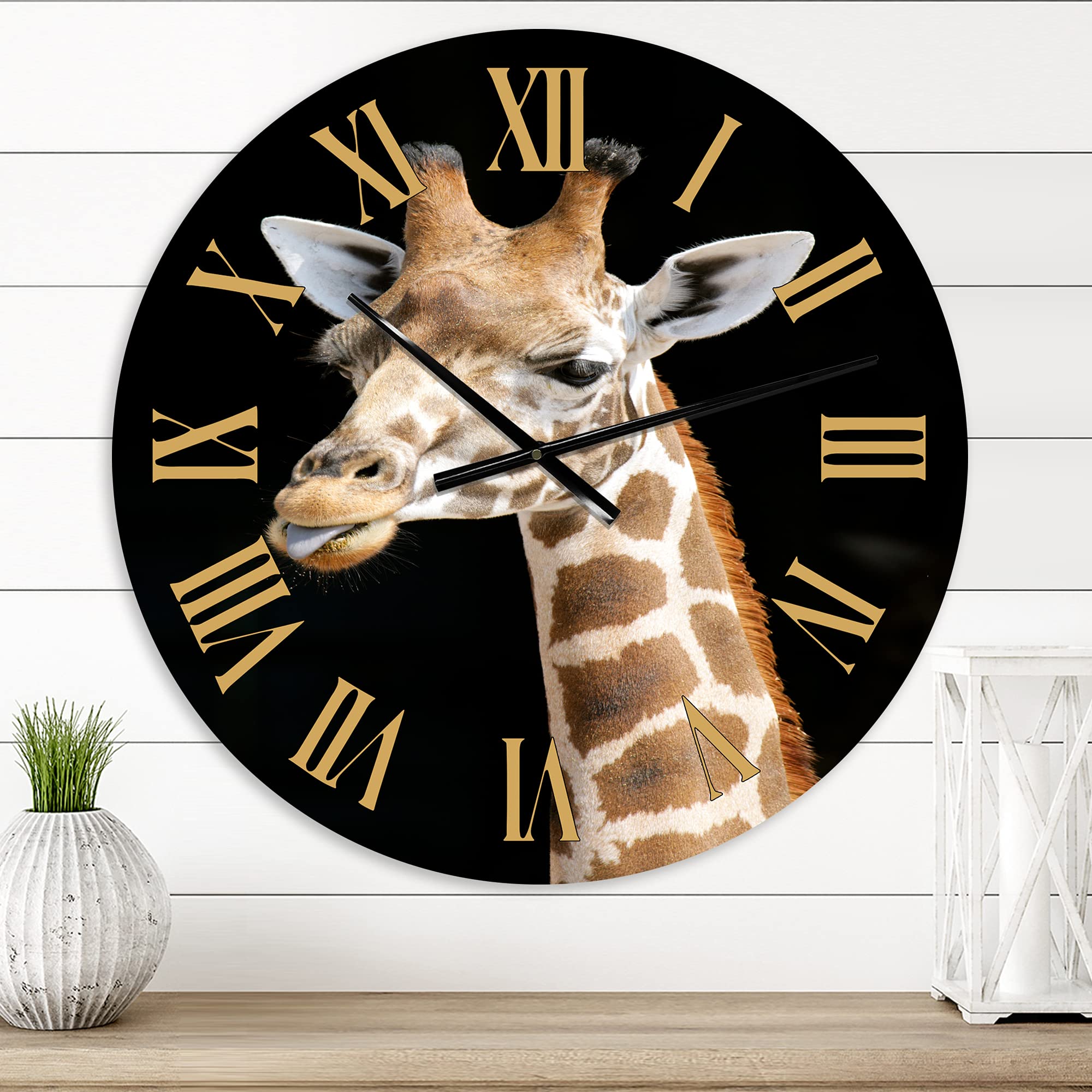Farmhouse Wall Clock - Large Giraffe Portrait Wall Decor for Living Room, Kitchen, Bedroom | Rustic Animal Themed Home Decoration | Perfect for Farmhouse, Vintage & Modern Interior Design