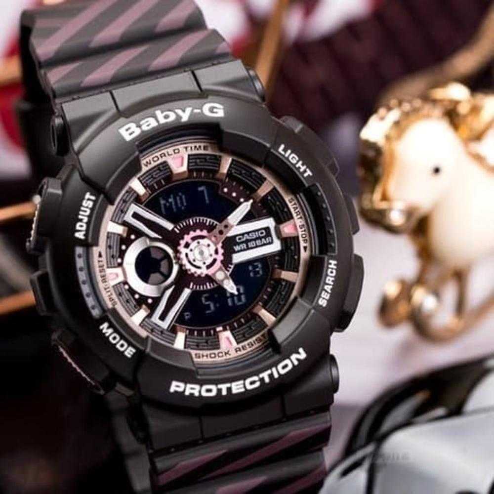 CASIO BABY-G BA-110CH-1ADR Digital Quartz Watch for Women - Black Resin Band, Shock Resistant, Water Resistant - Perfect for Sports, Outdoor Activities & Everyday Wear