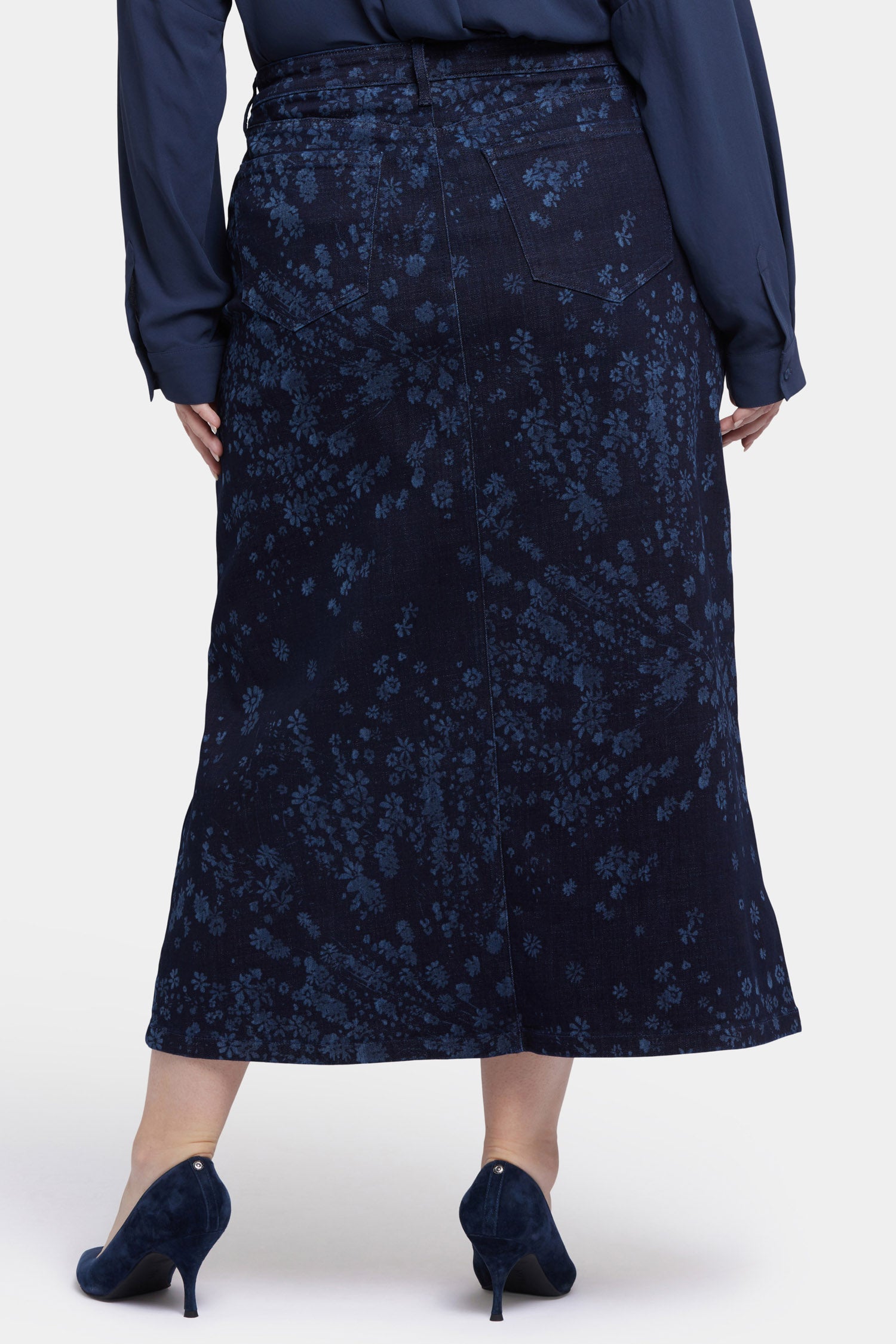 Plus Size High Rise Long Skirt - Dark Indigo Salome for Women | Elegant Midi Skirt for Office, Party & Casual Wear