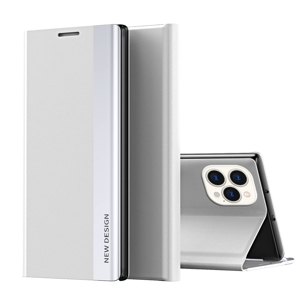 Magnetic Leather Case for iPhone 11 Pro - Translucent Flip Cover with Stand for Work & Travel