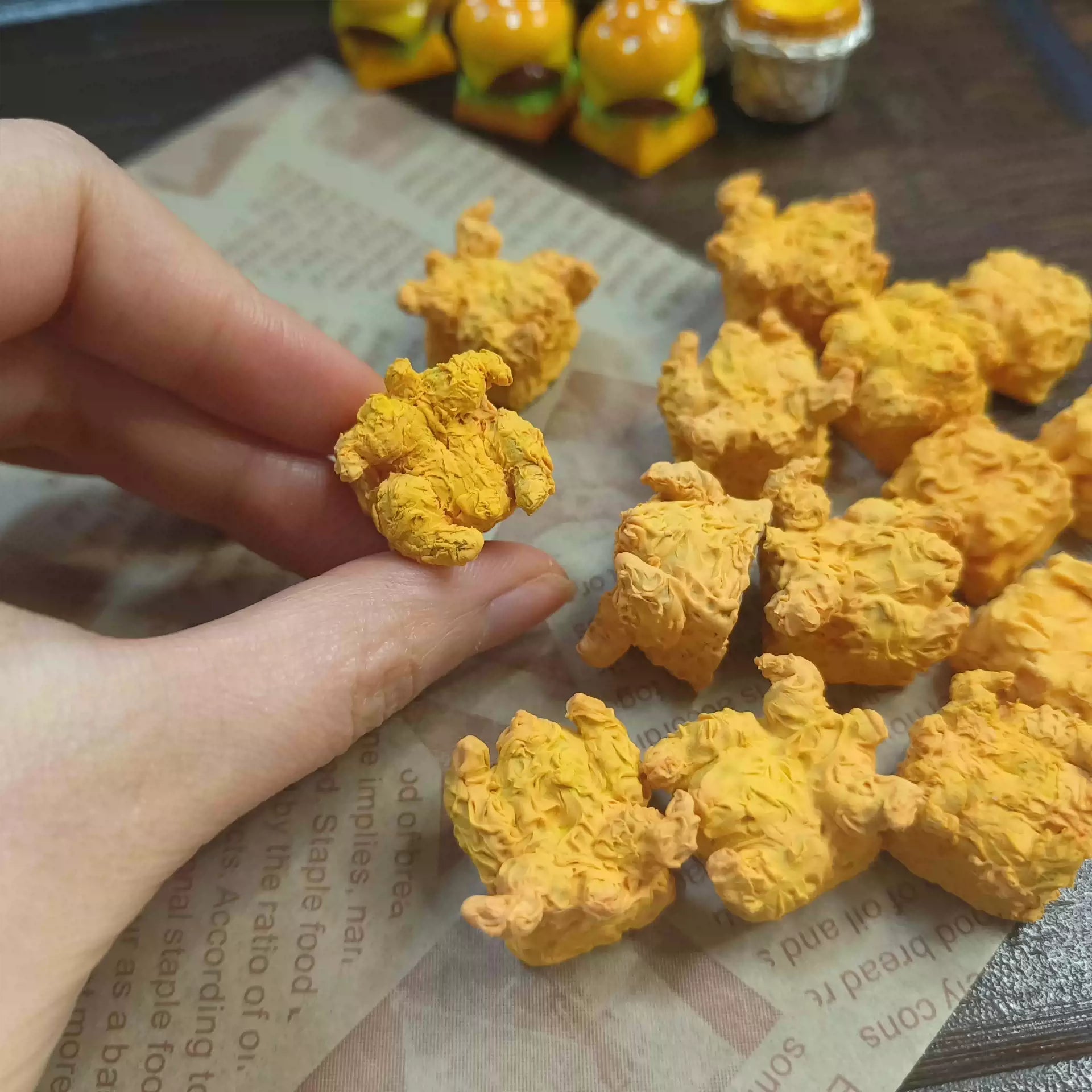 Handmade Resin Clay Food Collection Keycaps - Custom Stone Plastic Clay Artisan Keycaps for Mechanical Keyboards | Unique Keyboard Decor for Gaming & Office Use