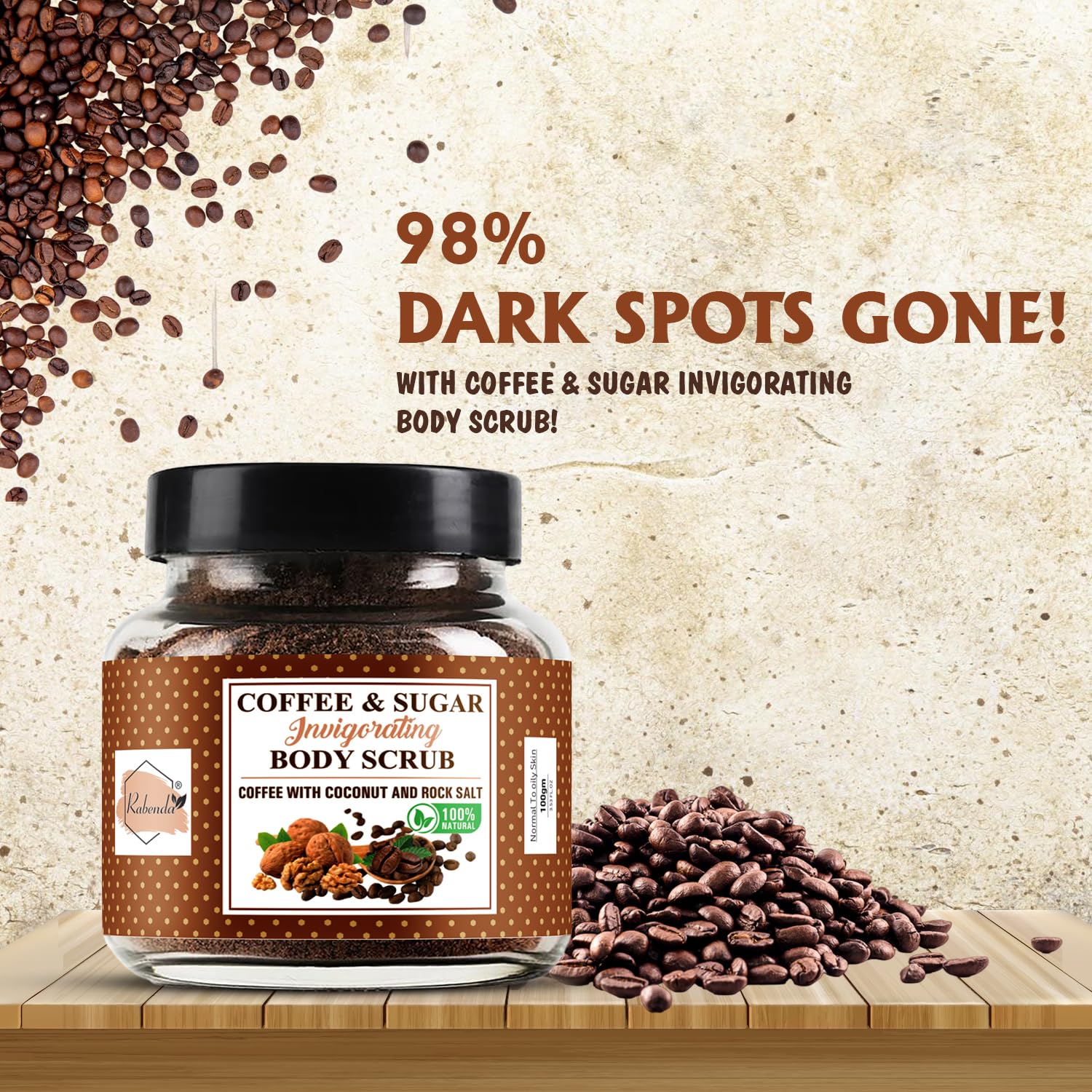 Gentle Exfoliating Coffee Sugar Body Scrub for Smooth Skin - 100g Natural Skincare for Men & Women - Perfect for Dry Skin & Spa Day Self Care