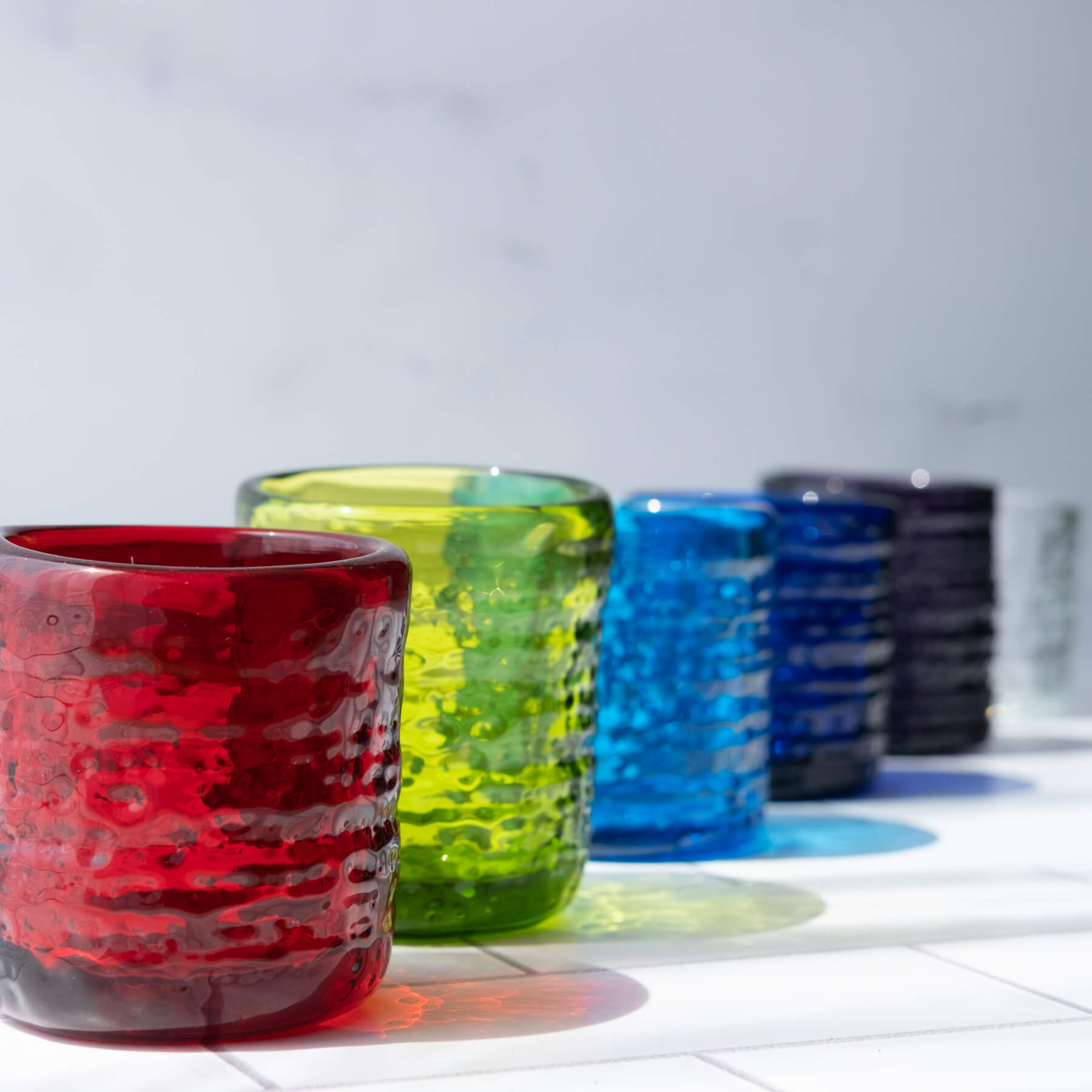 2222 Strata Votive Candle Holder - Handmade Turquoise Glass for Home Decor, Wedding Centerpieces & Romantic Ambiance
