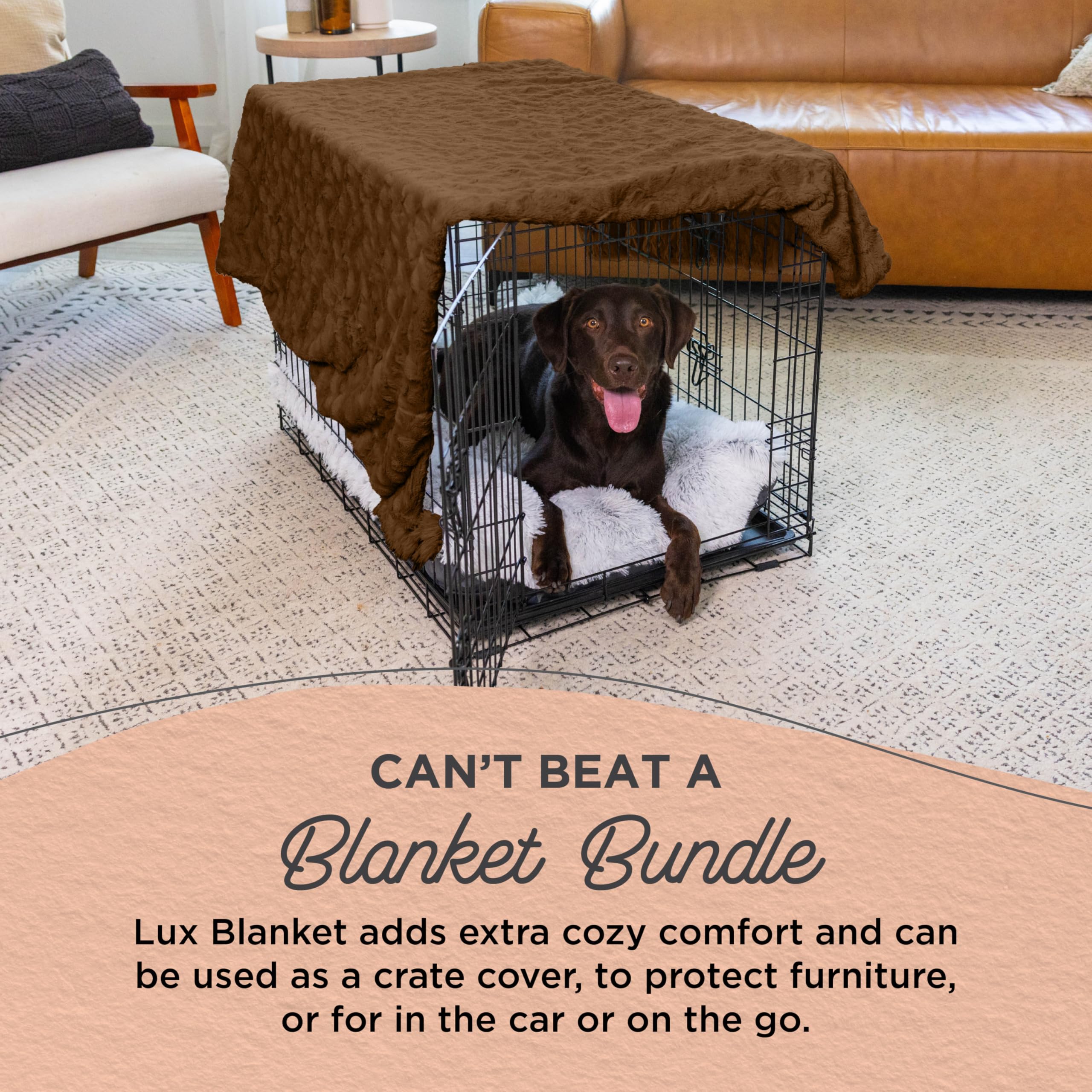Best Friends by Sheri Calming Lux Donut Cuddler Cat & Dog Bed with Pet Throw Blanket - Dark Chocolate Extra Large 45