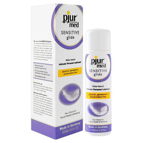 Pjur Med Sensitive Glide Lubricant - 100ml Water-Based Personal Lubricant for Sensitive Skin | Hypoallergenic & pH Balanced | Ideal for Couples & Intimate Use