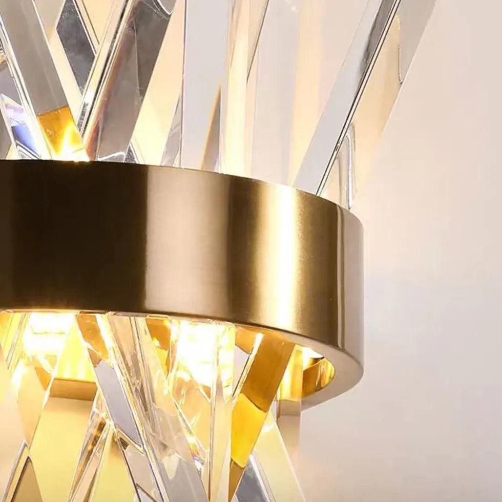 Geometric Crystal Gold Wall Lights - Modern LED Sconce for Bedroom, Living Room & Hallway Decor - Elegant Lighting Fixture for Home & Office