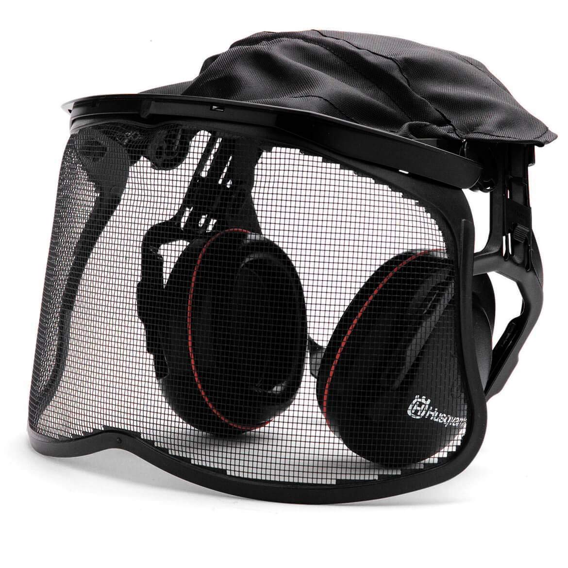Husqvarna Safety Earmuffs with Mesh Visor - Noise Reduction Hearing Protection for Woodworking, Construction & Outdoor Work