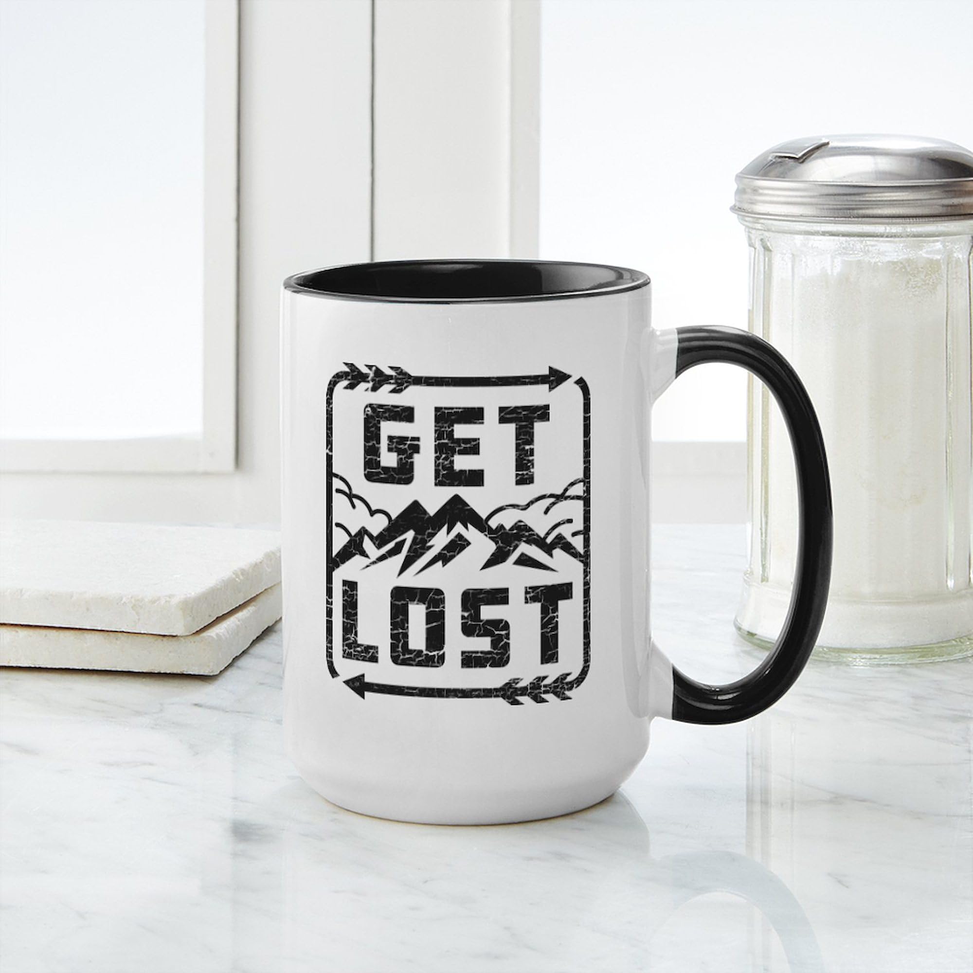 Get Lost 15 oz (444 ml) Ceramic Coffee Mug - Funny Novelty Gift for Office, Home & Travel - Durable Dishwasher Safe Cup for Coffee, Tea & Hot Beverages