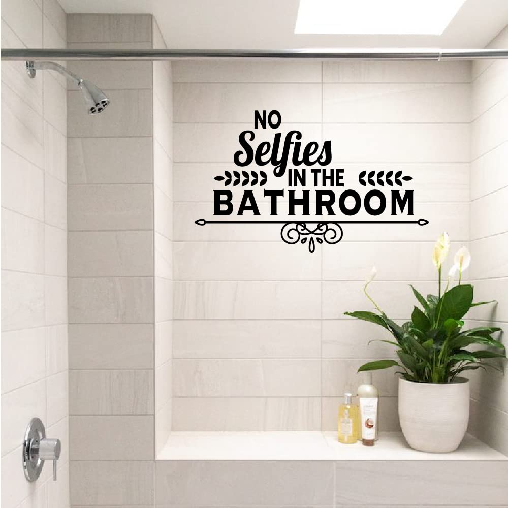 No Selfies in the Bathroom - Funny Bathroom Rules Vinyl Wall Decal (6x10 inch) - Perfect for Home, Restroom, Toilet Decor - Great Gift Idea for Housewarming & Parties
