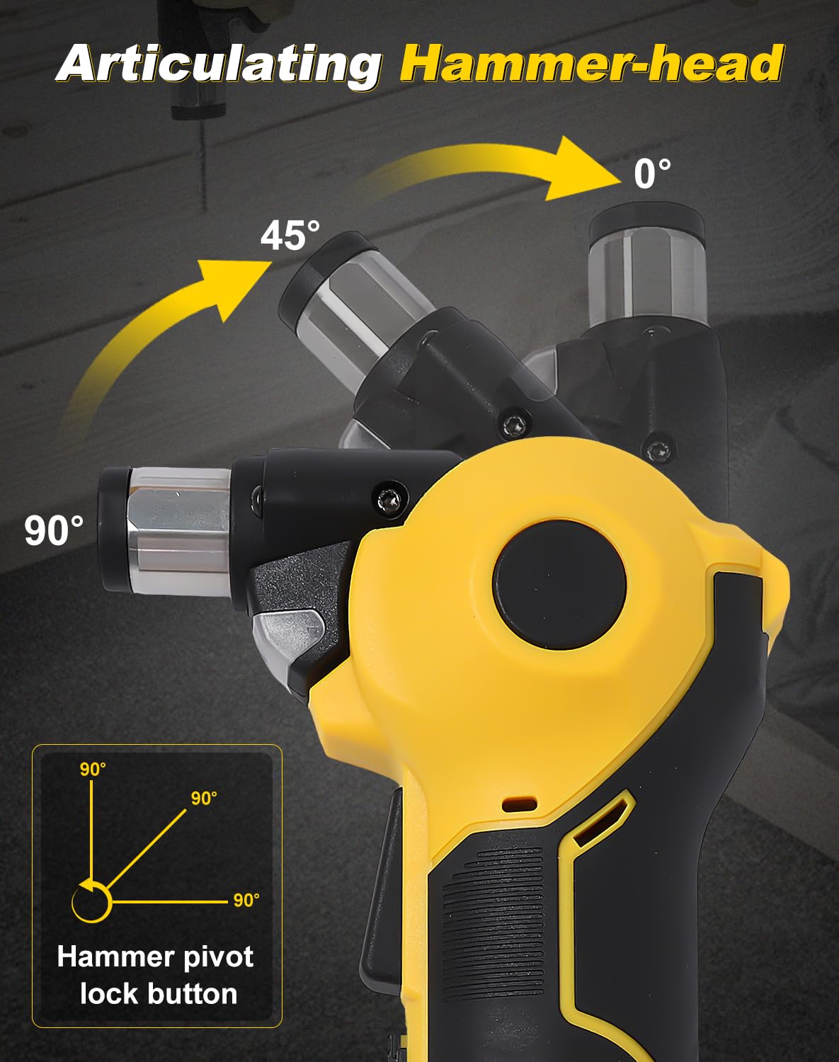 **Cordless Palm Nailer with Magnetic Tip - 14000 RPM Brushless Motor, 0-90° Adjustable, Compatible with Dewalt 20V Battery (Battery Not Included) - Perfect for Framing, Joist Hangers, and Tight Spaces**