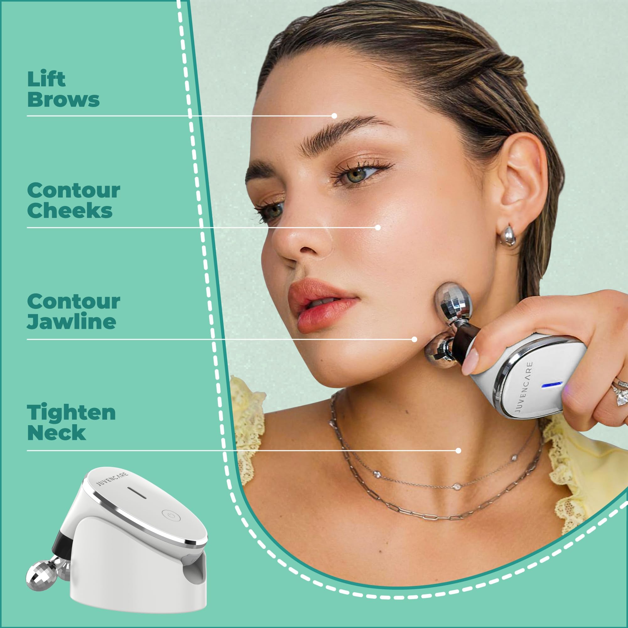 6-in-1 Advanced Microcurrent Facial Device for Anti-Aging & Skin Rejuvenation - White Cream | Professional At-Home Facial Treatment for Wrinkle Reduction & Enhanced Skincare Absorption