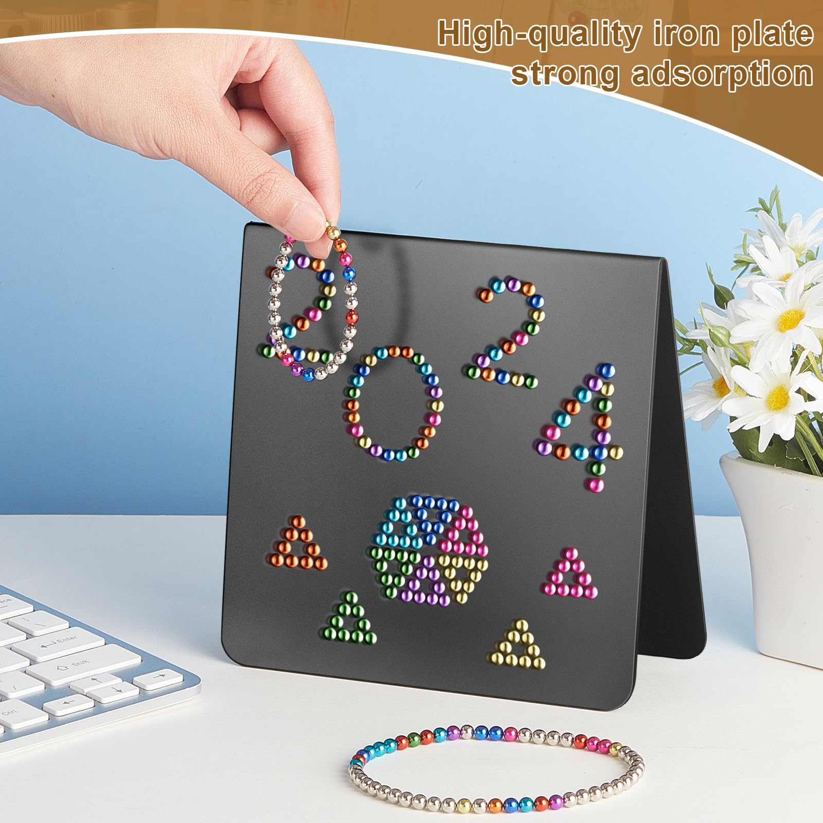 Gersoniel Magnetic Display Stand - Black Metal Magnet Board for Desk, Tabletop, or Bulletin Board - Perfect for Showcasing Beads, Jewelry, Photos & Notes (Magnetic Beads Not Included) - 1 Pack