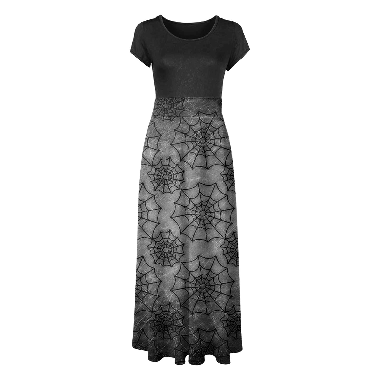 Yihaojia Women's Short Sleeve Maxi Dress - Breathable All-Weather Sundress for Beach, Party & Casual Wear | Summer Flowy Dress with Crewneck | Perfect for Vacation, Date Night & Outdoor Activities
