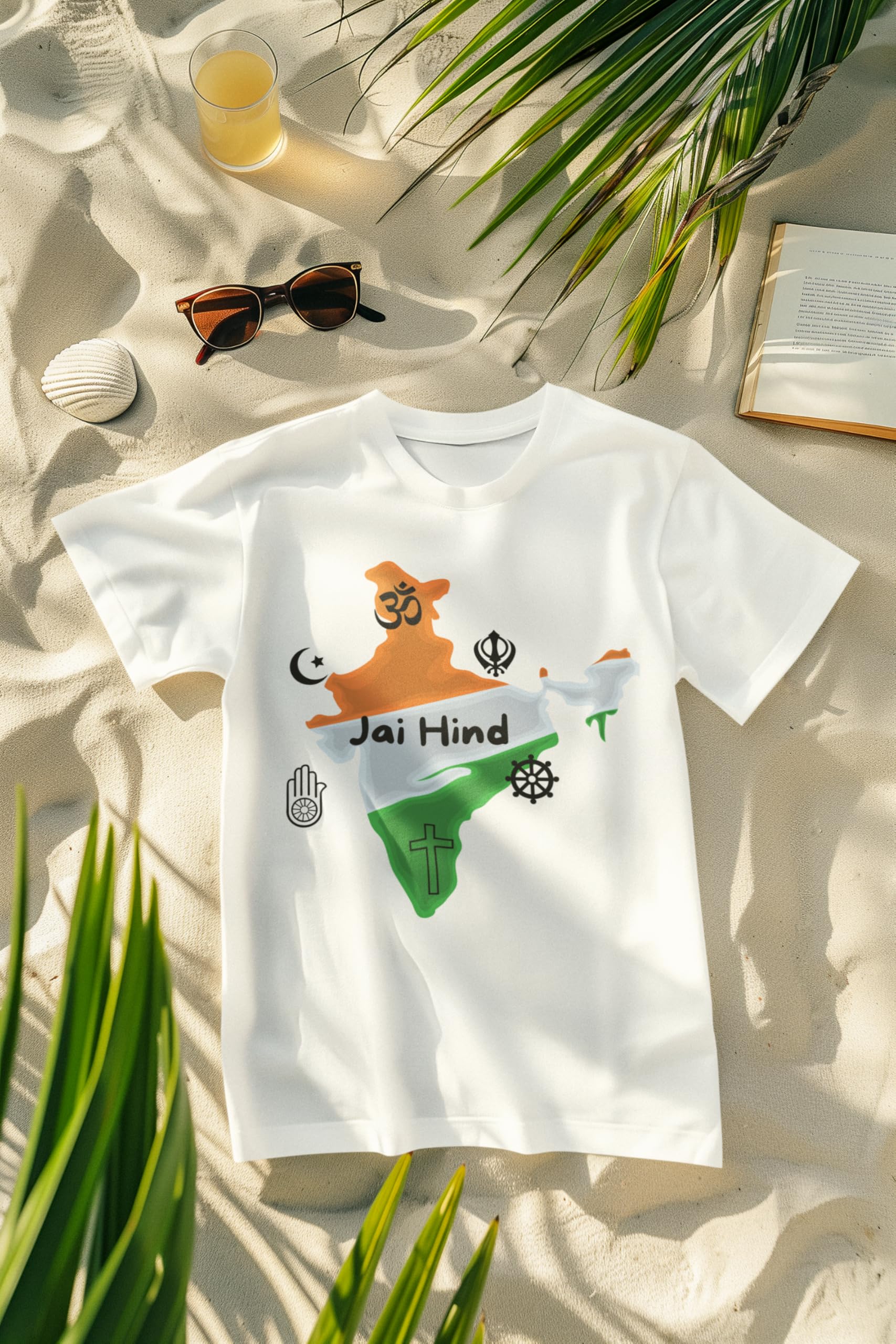 Eshaaver® Women's 15 August Independence Day Printed Polyester T-Shirt - White | Patriotic Holiday Outfit for Festivals & National Celebrations