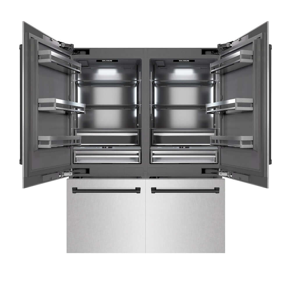 ZLINE Autograph Edition 60-Inch French Door Built-In Refrigerator with Bottom Freezer - 32.2 cu.ft Capacity, Water Dispenser & Ice Maker - Satin Stainless Steel Exterior with Graphite Gray Interior & Matte Black Accents (GRBIVZ SN 60 MB) - Perfect for Modern Kitchens, Open-Concept Homes & Gourmet Cooking Spaces