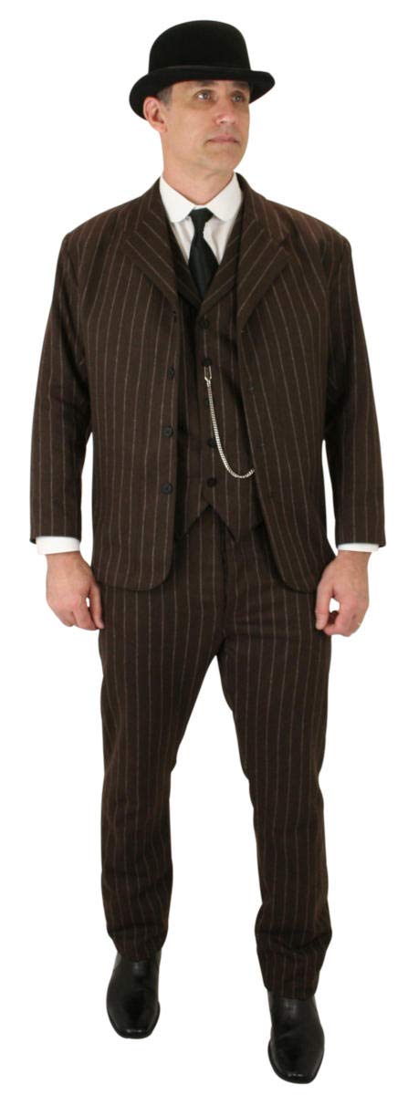 Historical Emporium Men's Vintage Wool Blend Bosworth Pinstripe Sack Coat - 19th Century Style Formal Jacket for Civil War Reenactment & Steampunk Costume