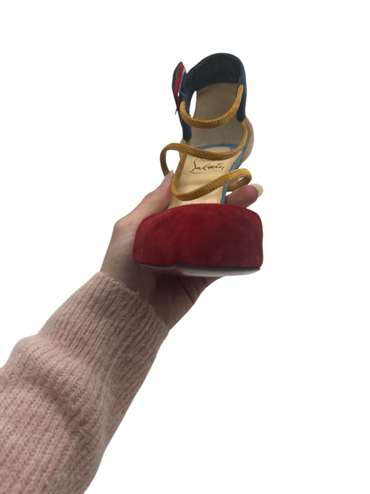 Christian Louboutin Suede Color Block Women's Heels - Size 37 (US 7) - Luxury Designer Pumps for Parties, Weddings & Special Occasions