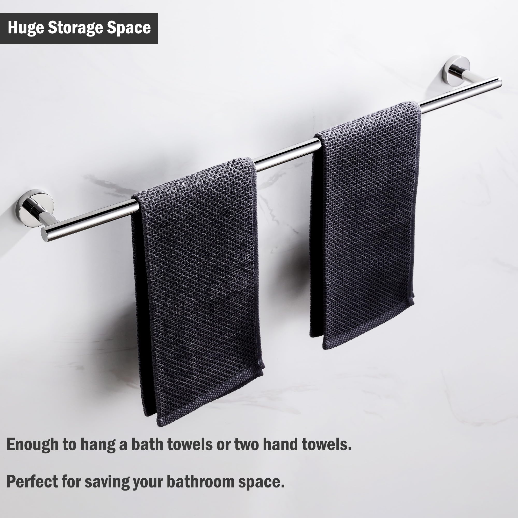 SEIDO 36 Inch Chrome Towel Holder - 304 Stainless Steel Bathroom Towel Bar with Polished Finish - Perfect for Bathrooms, Kitchens, and Laundry Rooms - Durable & Rust-Resistant Towel Rack for Home & Commercial Use