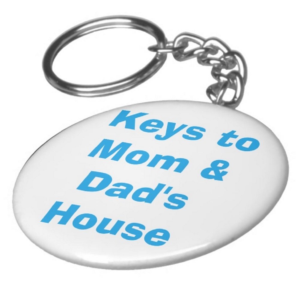 A&T Designs 2.25” Heart Keychain for Parents - 'Keys to Mom and Dad's House' Gift for Adult Children, Perfect for Housewarming, Birthday & Holiday Presents | Durable Metal Key Ring for Home, Car or Purse
