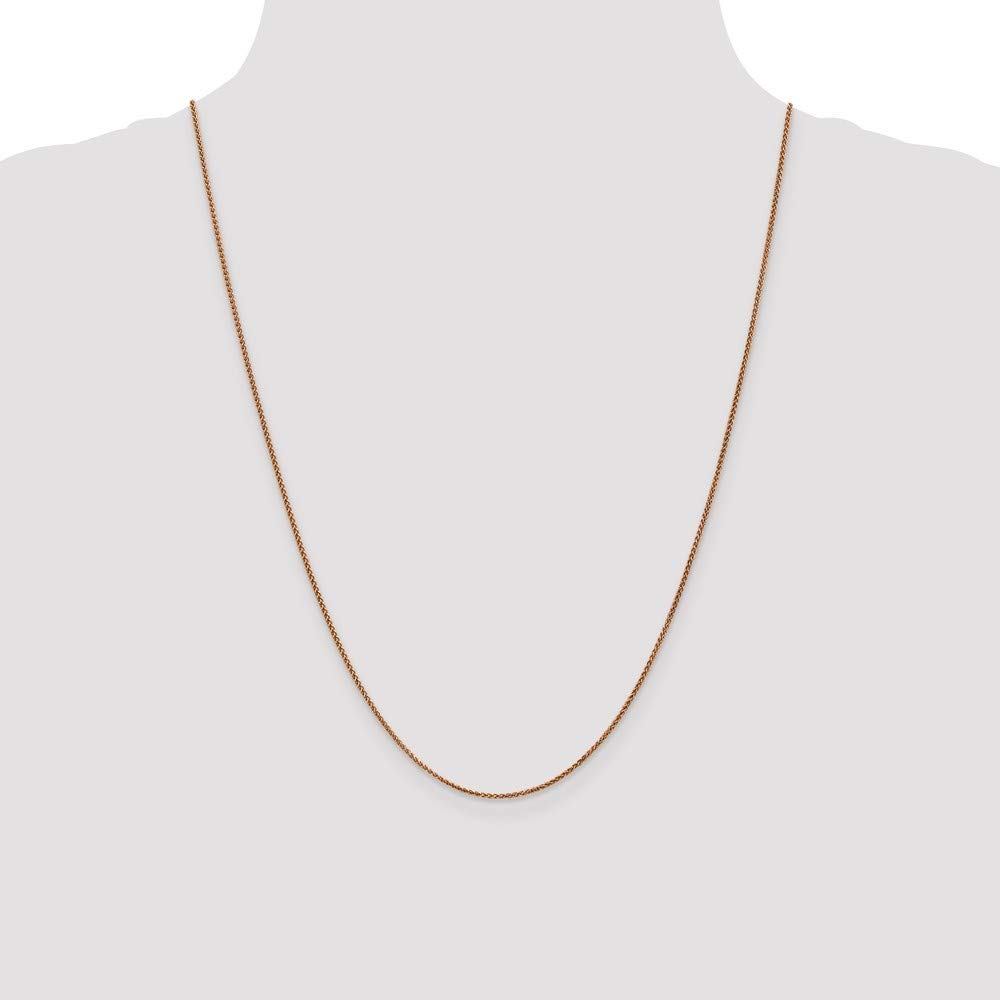 14K Yellow Gold Diamond-Cut Rose Gold 1.2mm Spiga Chain Necklace for Women - 24 Inch Length | Elegant Layering Piece for Everyday Wear & Special Occasions