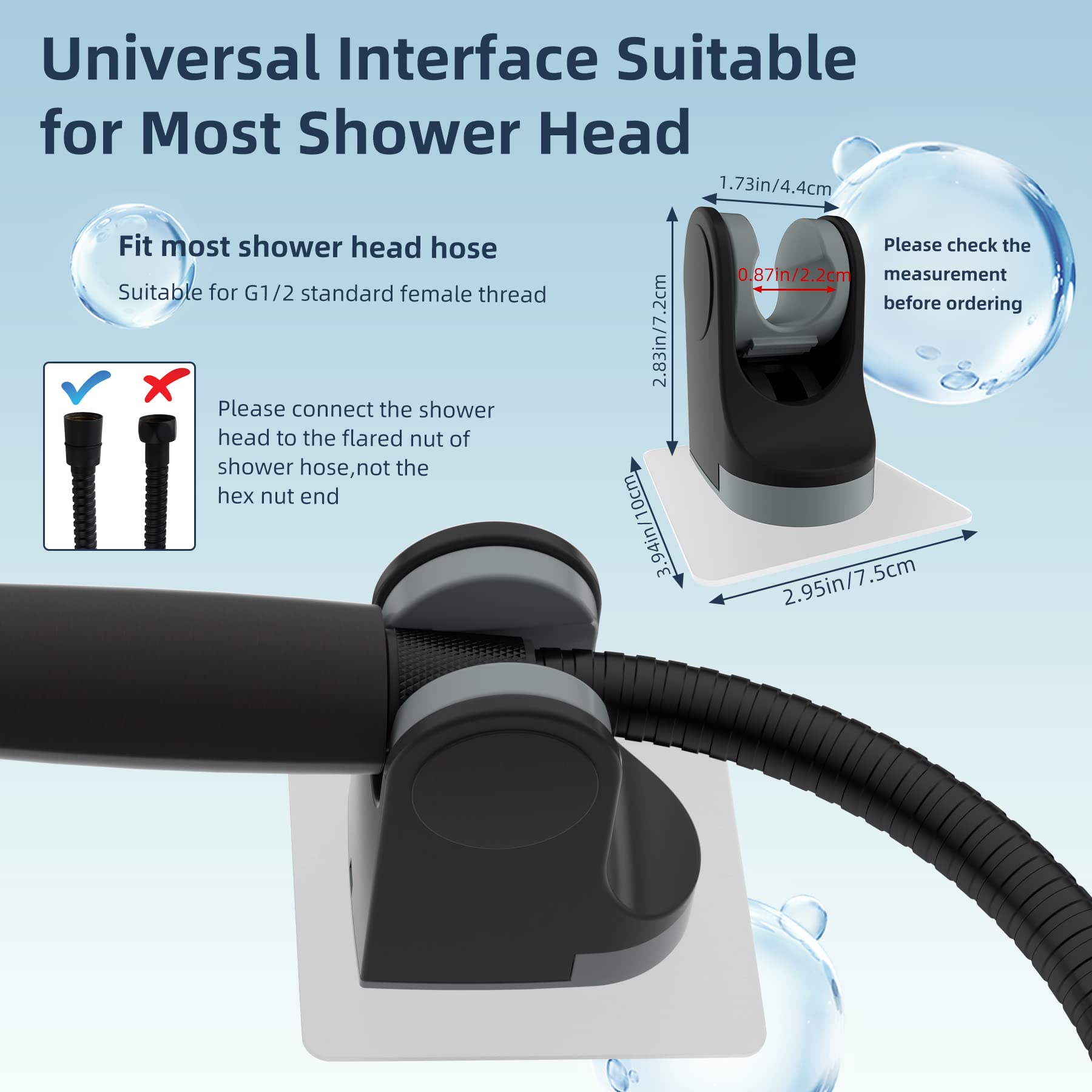 Hibbent No Drill Shower Head Holder - Strong Adhesive Waterproof Handheld Shower Bracket with Adjustable Height - Oil Rubbed Bronze Wall Mount for Bathroom, RV & Camping Use