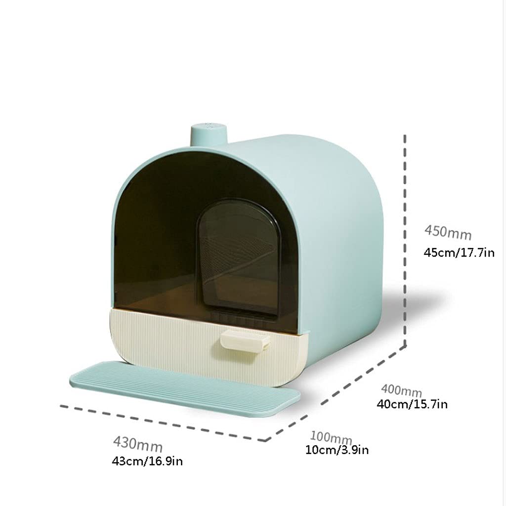 Enclosed Cat Litter Box with Drawer - Large Round Clamshell Design for Easy Cleaning, Odor Control & Privacy (Purple) - Perfect for Small Spaces & Multi-Cat Homes