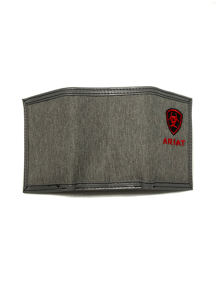 Ariat A3542404 Men's Tri-Fold Logo Wallet - Grey & Red - Durable Leather Wallet for Everyday Use & Travel