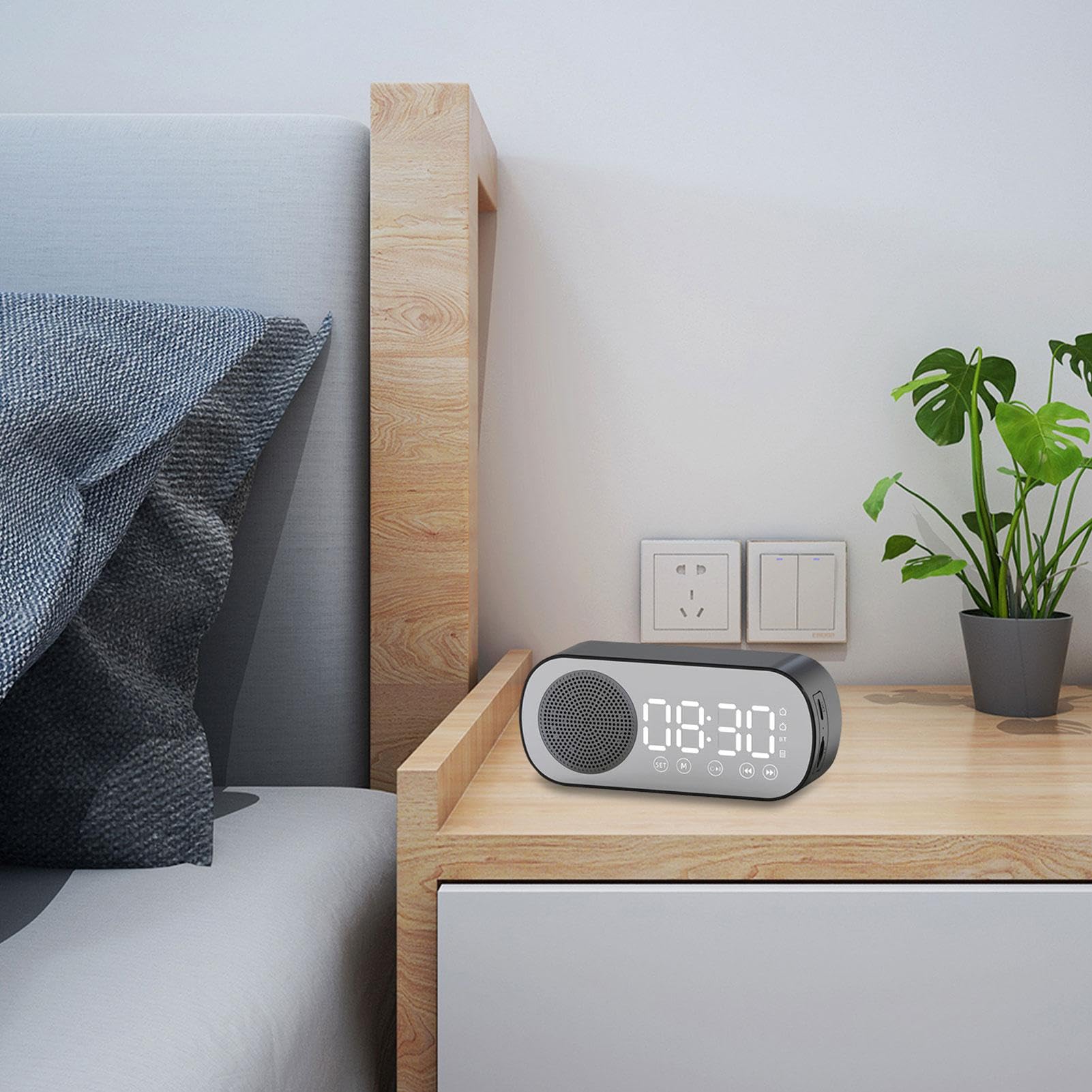 Emdvsco Digital Alarm Clock with FM Radio - Compact Desk & Bedroom Clock for Adults & Teens, Clear Display & Built-in Speaker | Perfect for Home, Office, and Dorm Rooms