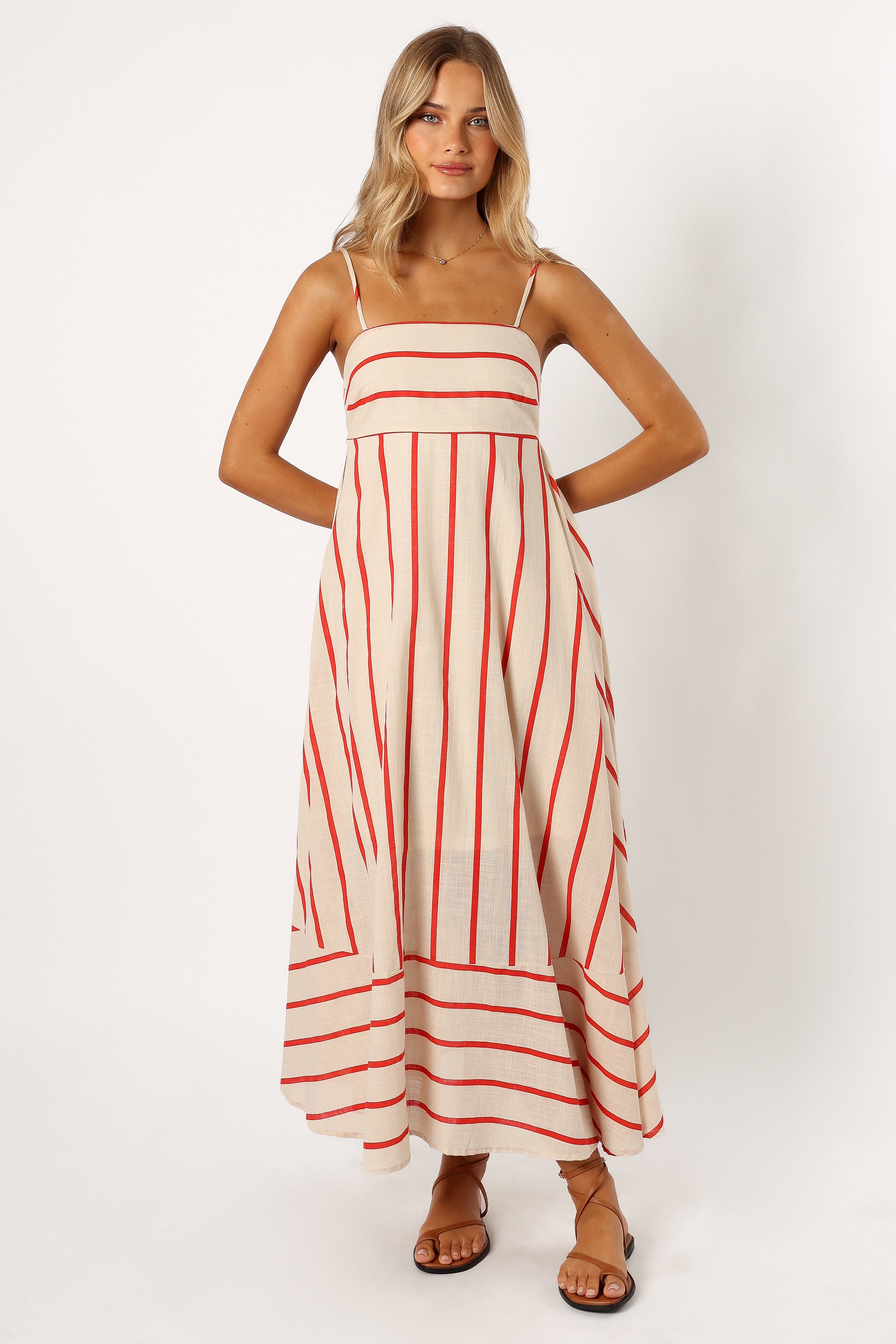 Brea Maxi Dress - Cream Stripe Flowy Summer Dress for Women | Perfect for Beach, Vacation & Casual Outings