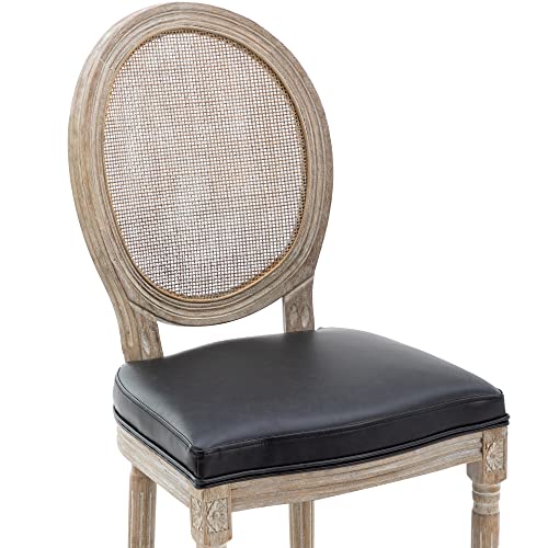 Rattan + Black Leather