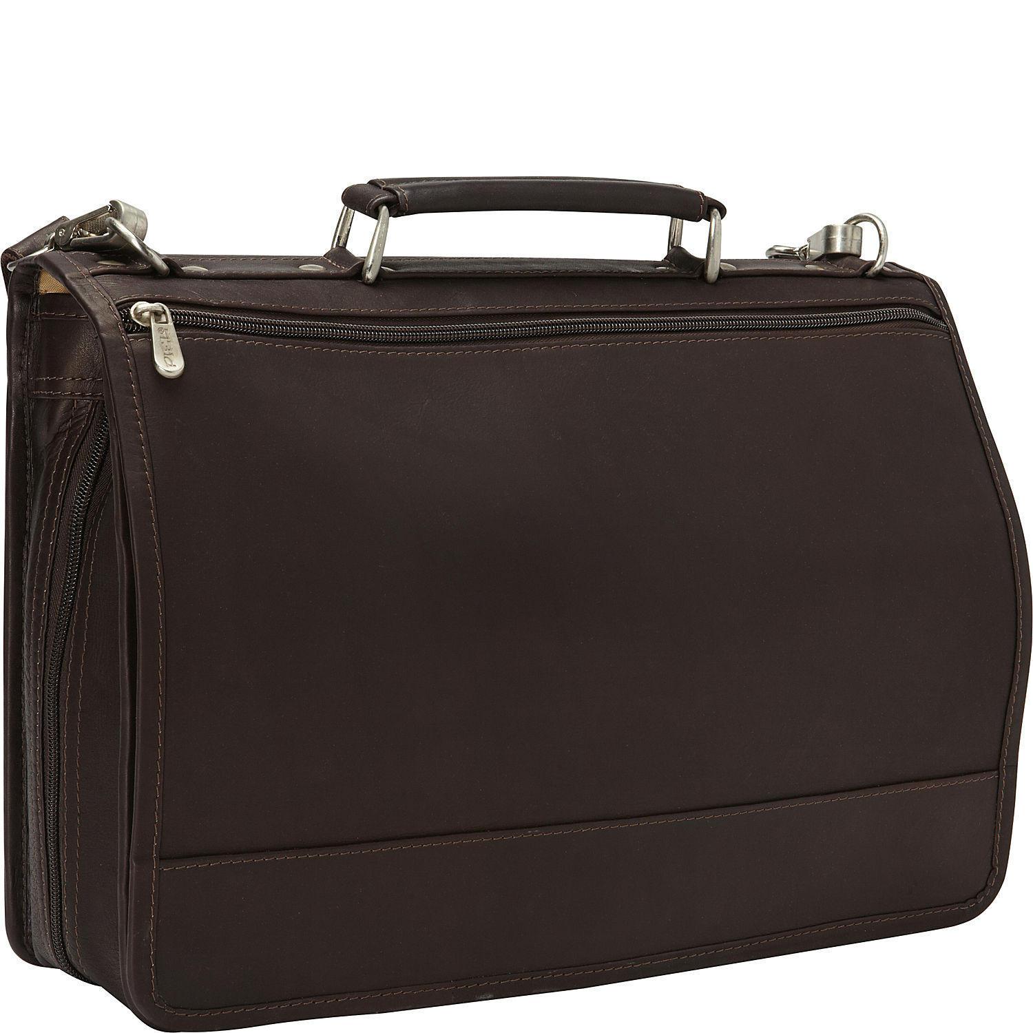 Premium Genuine Leather Expandable Laptop Briefcase - Professional 2-Section Portfolio for Business & Travel - Perfect for Office, Commute & Business Trips