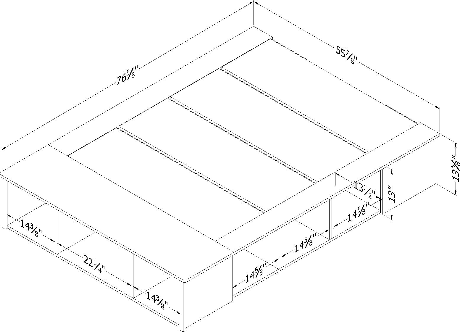 South Shore Flexible Platform Bed with Storage Baskets, Full Size, Pure White - Perfect for Small Bedrooms, Guest Rooms & Dormitories