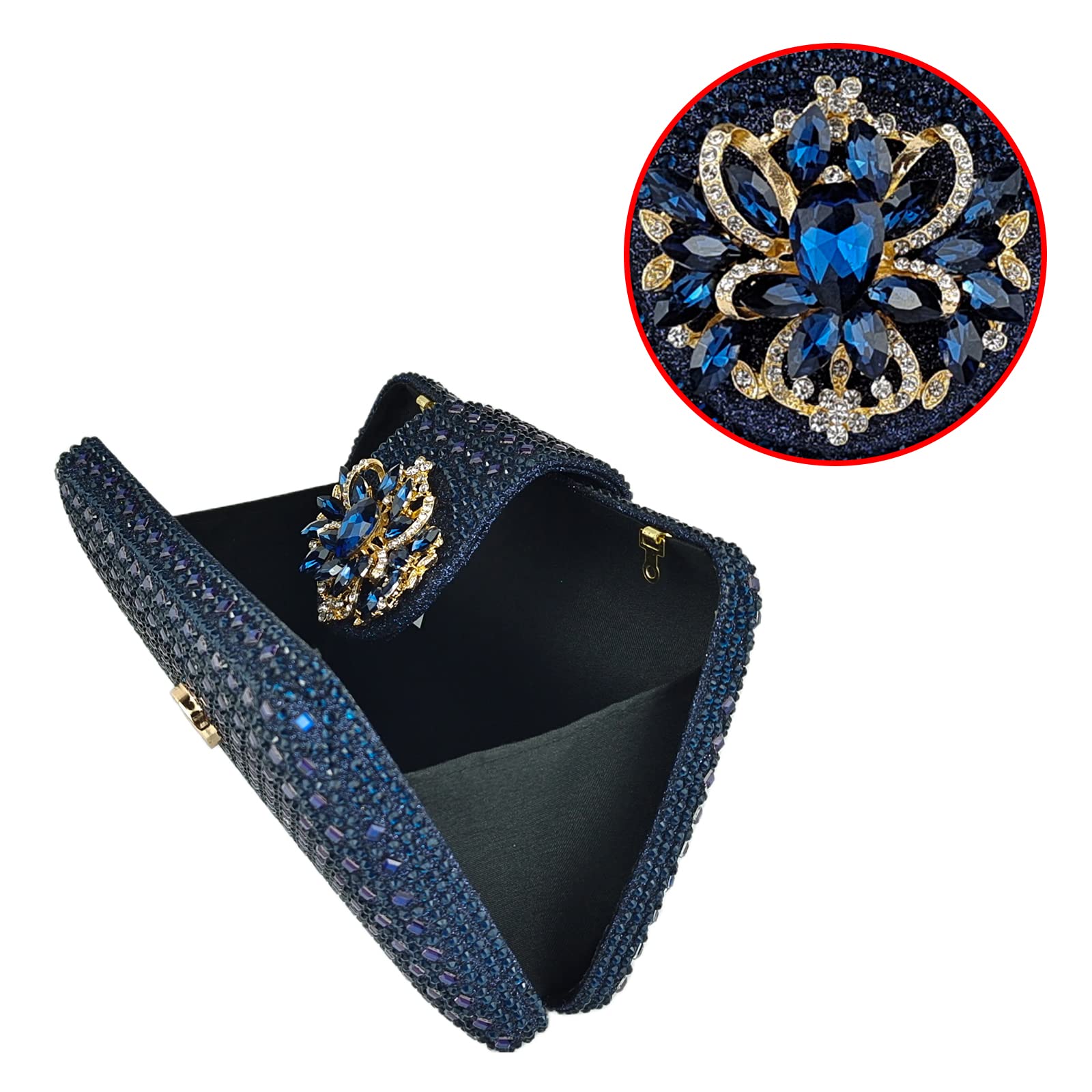 Sparkly Rhinestone Floral Clutch Handbag for Women - Elegant Evening Bag with Shoulder Strap | Perfect for Parties, Weddings & Special Occasions