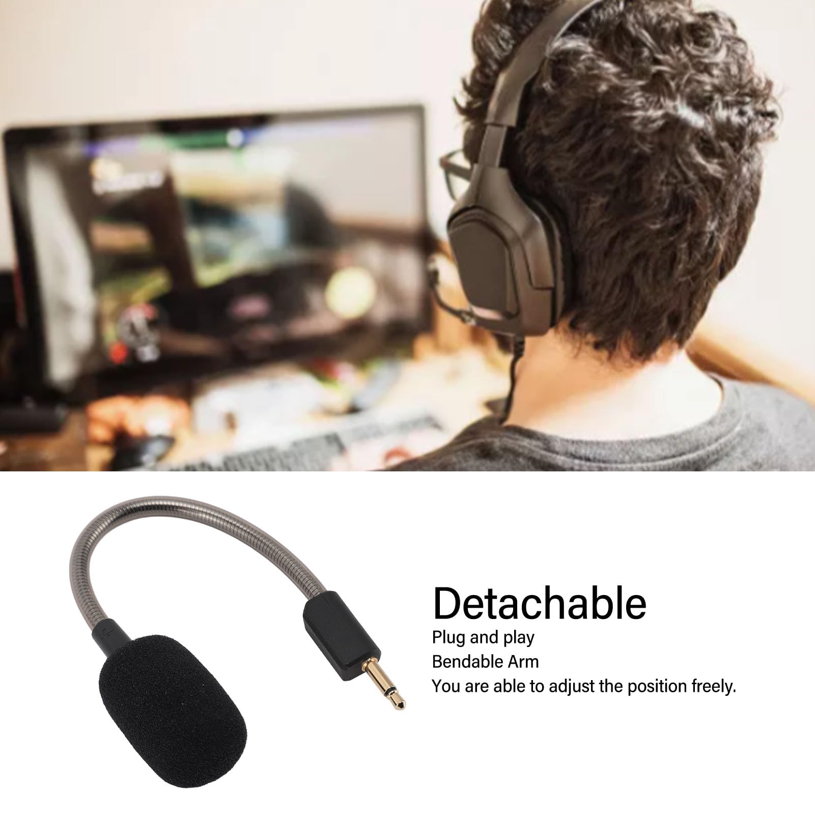 Razer BlackShark V2/V2 Pro Replacement Microphone - Detachable 3.5mm Boom Mic with Noise Cancelling & Foam Cover for Gaming Headsets - Perfect for Streaming, Online Meetings & Competitive Gaming