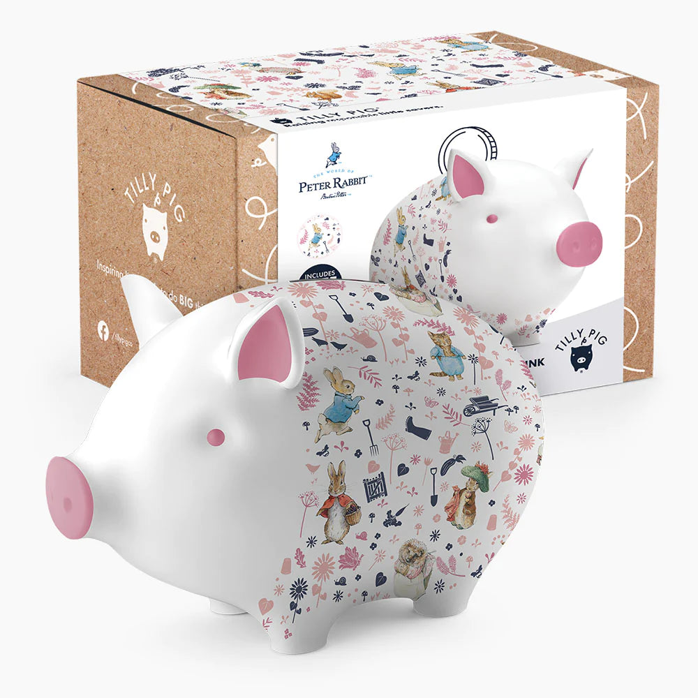 Peter Rabbit & Friends Pink Piggy Bank - Cute Money Saving Bank for Kids, Perfect Gift for Birthdays & Holidays - Ideal for Nursery, Bedroom, or Playroom Decor