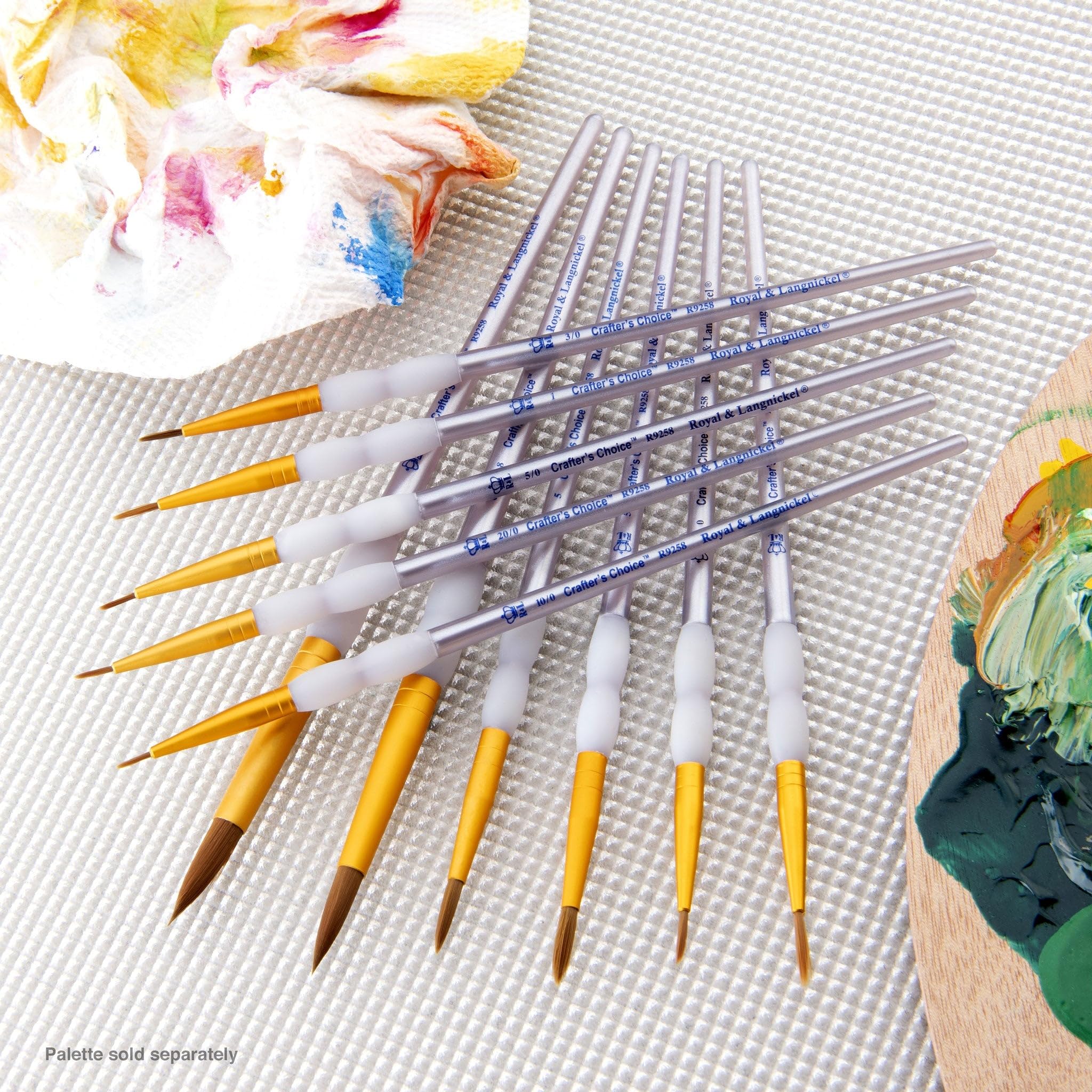 Royal & Langnickel Crafter's Choice 11-Piece Round Taklon Brush Set for Acrylic, Watercolor & Oil Painting - Professional Artist Paintbrushes for Canvas, Paper & Wood Art Projects