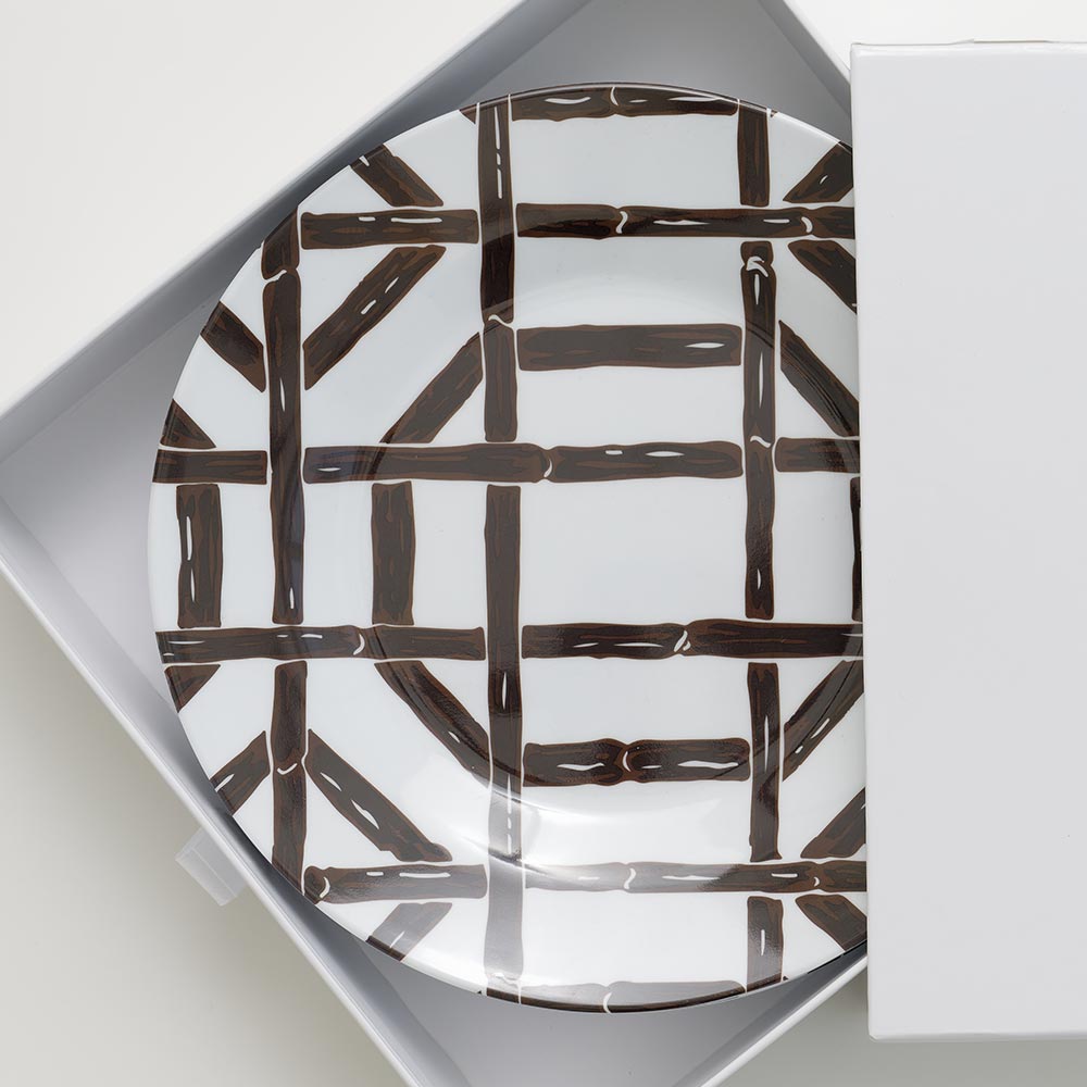 Eco-Friendly Brown Bamboo Melamine Appetizer Plates - Set of 6 | Durable & Lightweight Dinnerware for Party, Picnic, BBQ, and Outdoor Dining