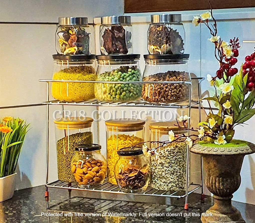 CR18 COLLECTION 2-Tier Stainless Steel Kitchen Organizer - Countertop Space Saving Shelf for Utensils, Dishes & Plates | Perfect for Small Kitchens & Pantry Organization