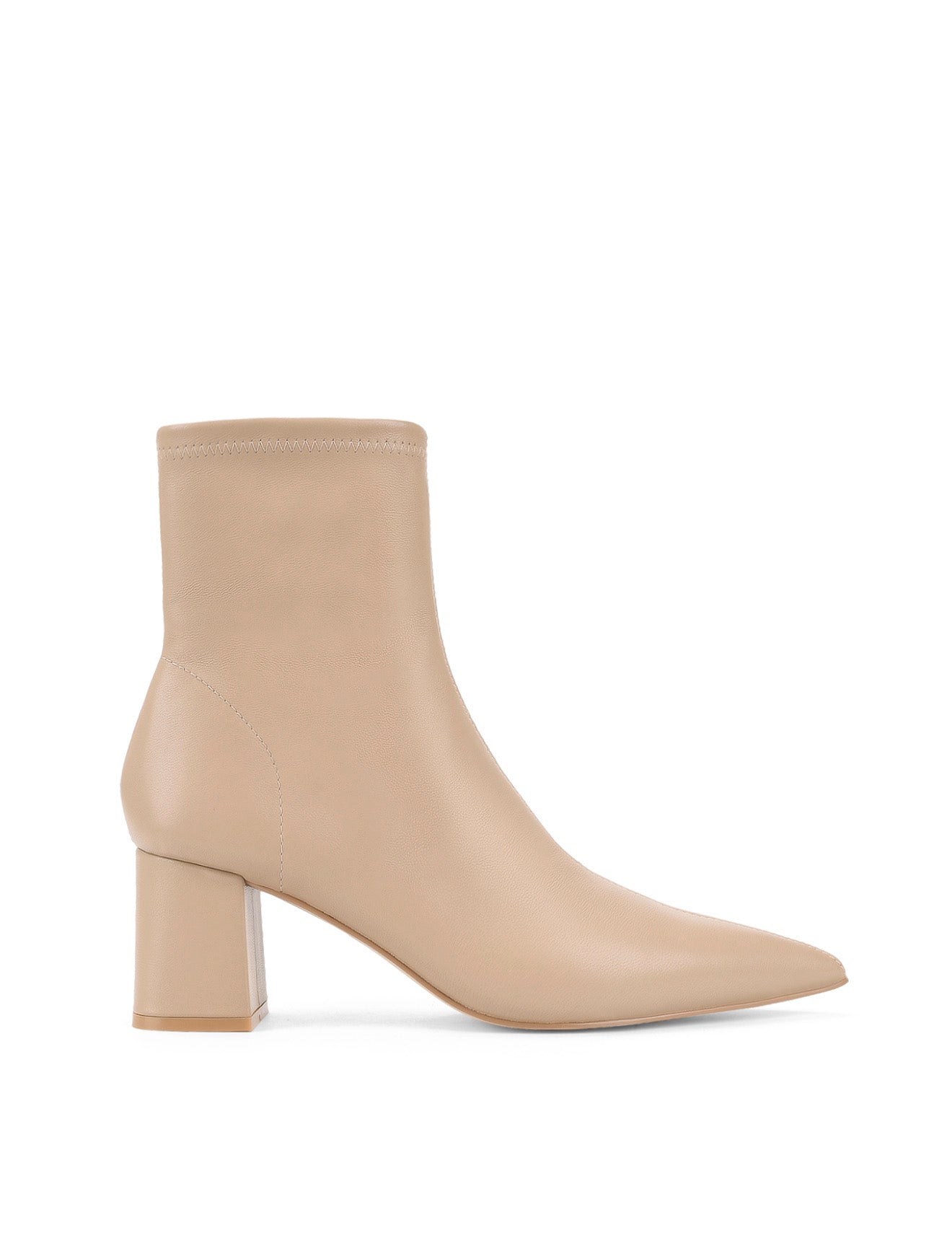 Yanet Women's Nude Stretch Leather Ankle Boots - Comfortable Pointed Toe Booties for Office, Party & Fall Fashion