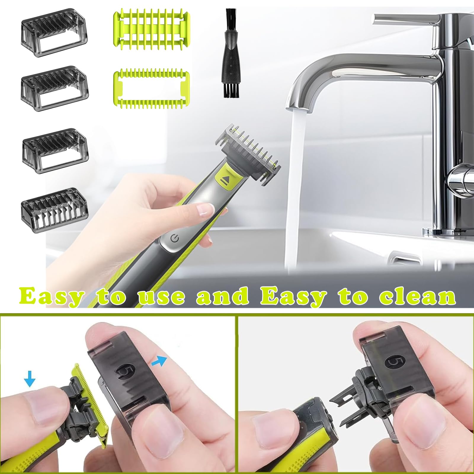 1/2/3/5mm Replacement Guide Combs for Philips OneBlade QP210/50 220 2523 2520 - Precision Trimming Attachments for Facial Hair, Beard & Body Grooming - Perfect for Home & Travel Use