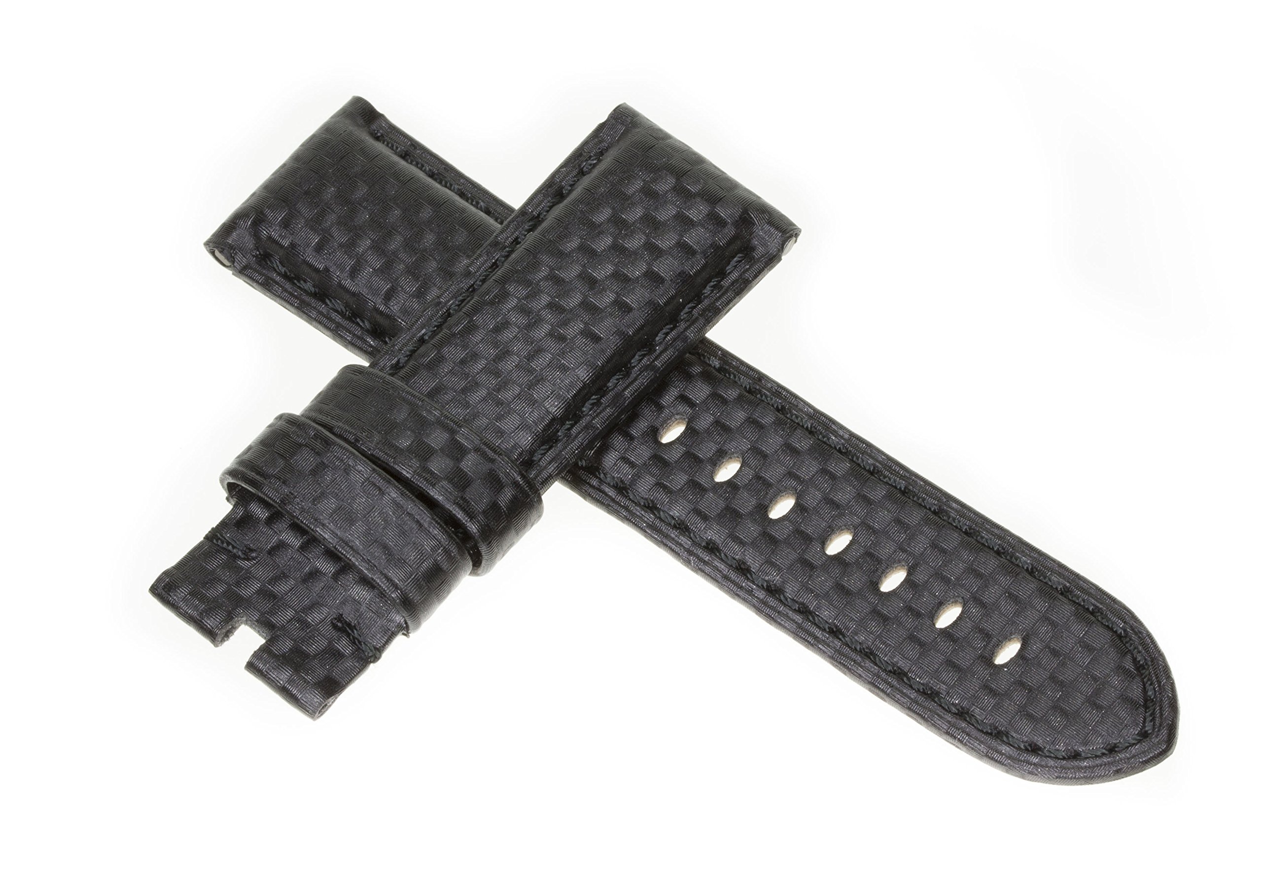 26mm Carbon Fiber Watch Band for Panerai - Black Deployment Strap with Black Stitch | Durable & Lightweight | Perfect for Diving, Sports & Everyday Wear