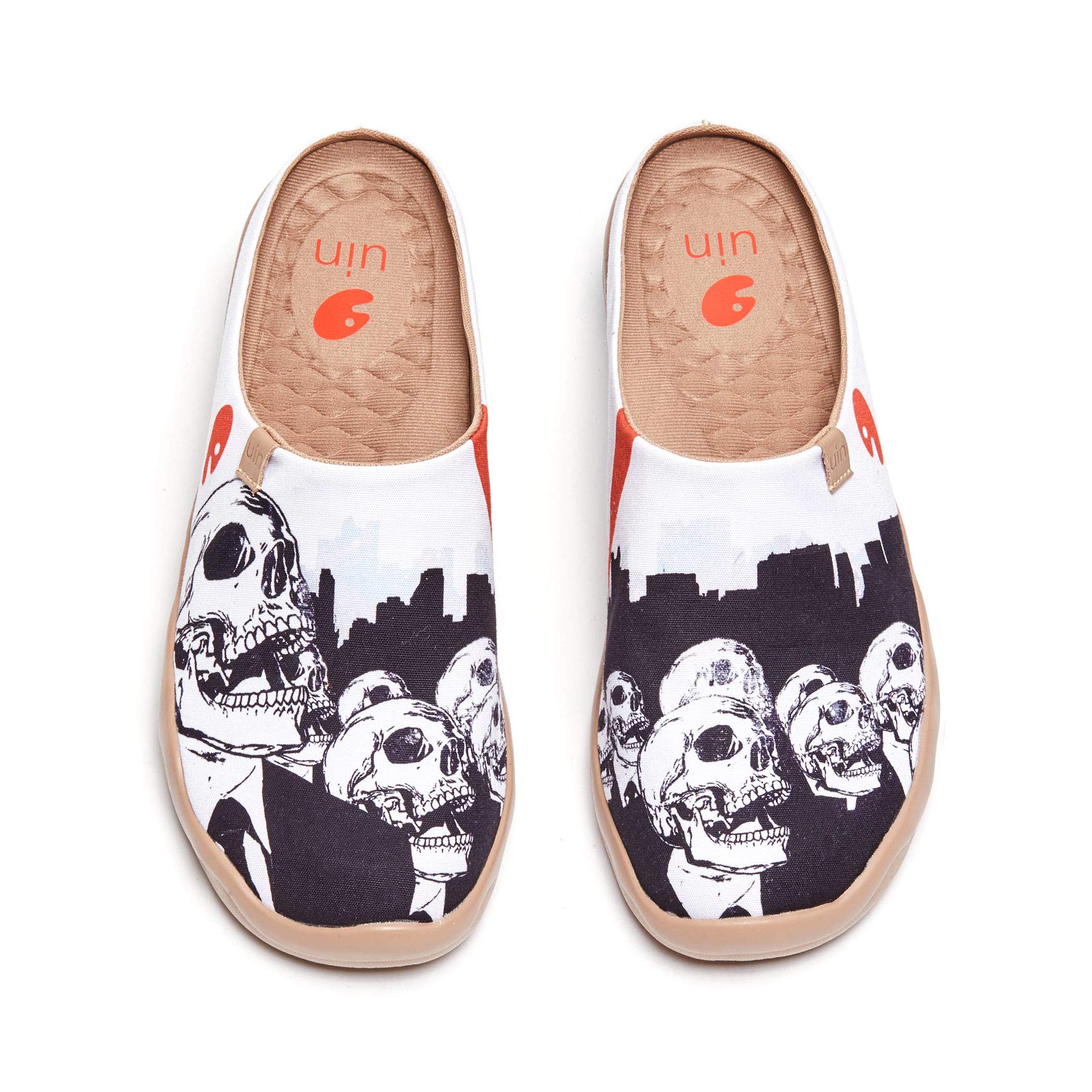 UIN Men's Painted Slippers - Lightweight Comfortable Mules for Walking, Casual Wear & Home Use - Slip On Art Travel Shoes (Malaga Design) - Perfect for Indoor Lounging, Beach Trips & Artistic Fashion