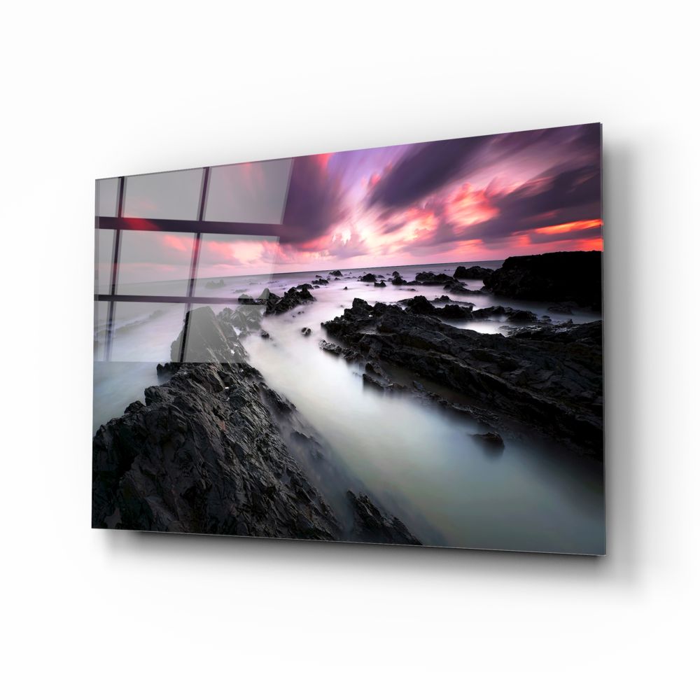 Mystic Sunset - Stunning Handmade Wall Art for Home Decor, Perfect for Living Room, Bedroom & Office | Unique Sunset Painting for Modern Interior Design