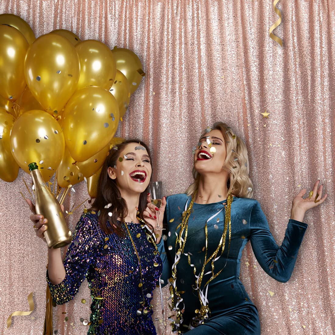 10x10ft Rose Gold Sequin Backdrop for Photography Booth | Party Decor, Wedding, Birthday & Event Background | Premium Photo Shoot Backdrop for Social Media & Professional Events