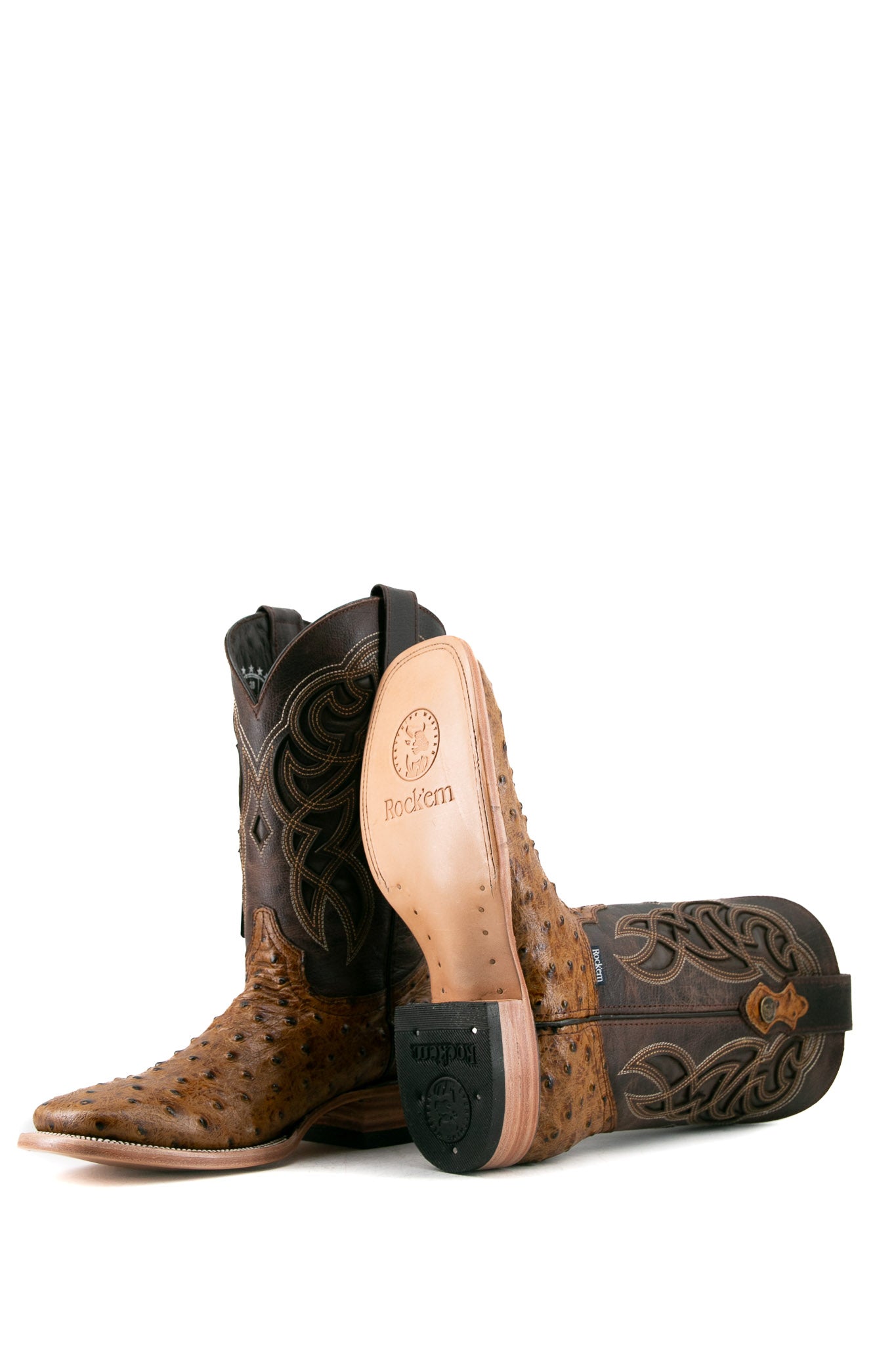 Premium Ostrich Leather Square Toe Cowboy Boots for Men - Western Style Rodeo & Ranch Work Boots - Perfect for Country Dancing, Horseback Riding & Outdoor Adventures