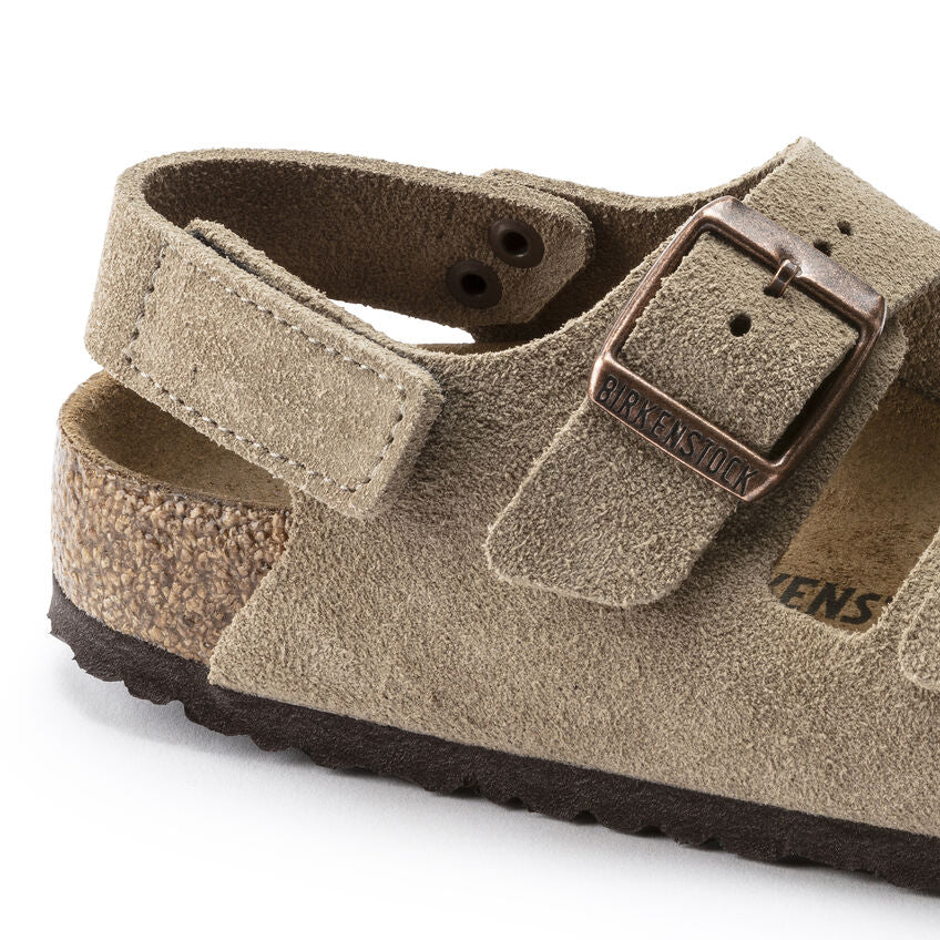 Birkenstock Kids Milano HL Suede Sandals - Comfortable Taupe Leather Footbed for Boys & Girls | Perfect for School, Beach & Outdoor Play